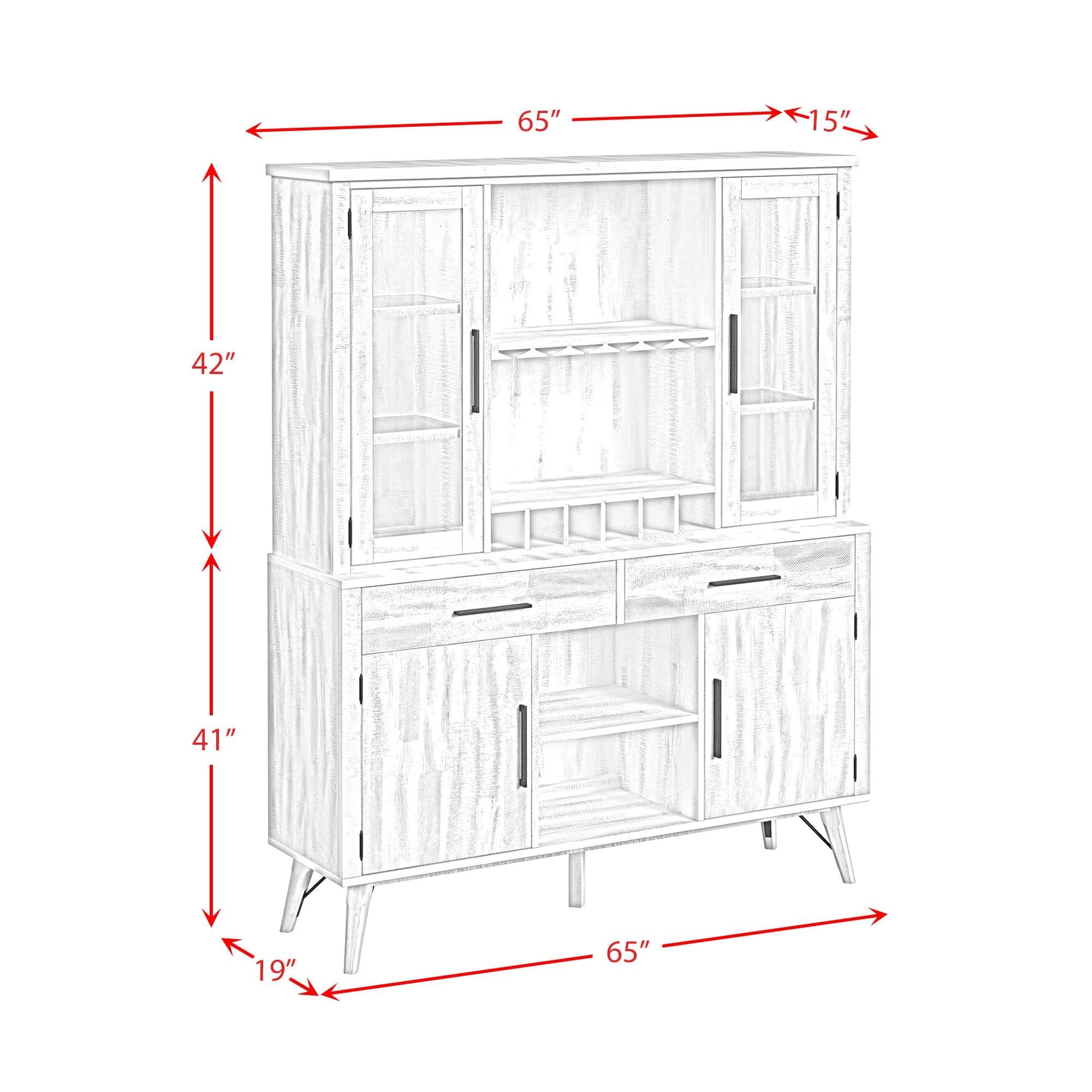 Elements International Rogen Rustic D - 12850 - 7 - BFHT Buffet & Hutch - American Furniture of Slidell