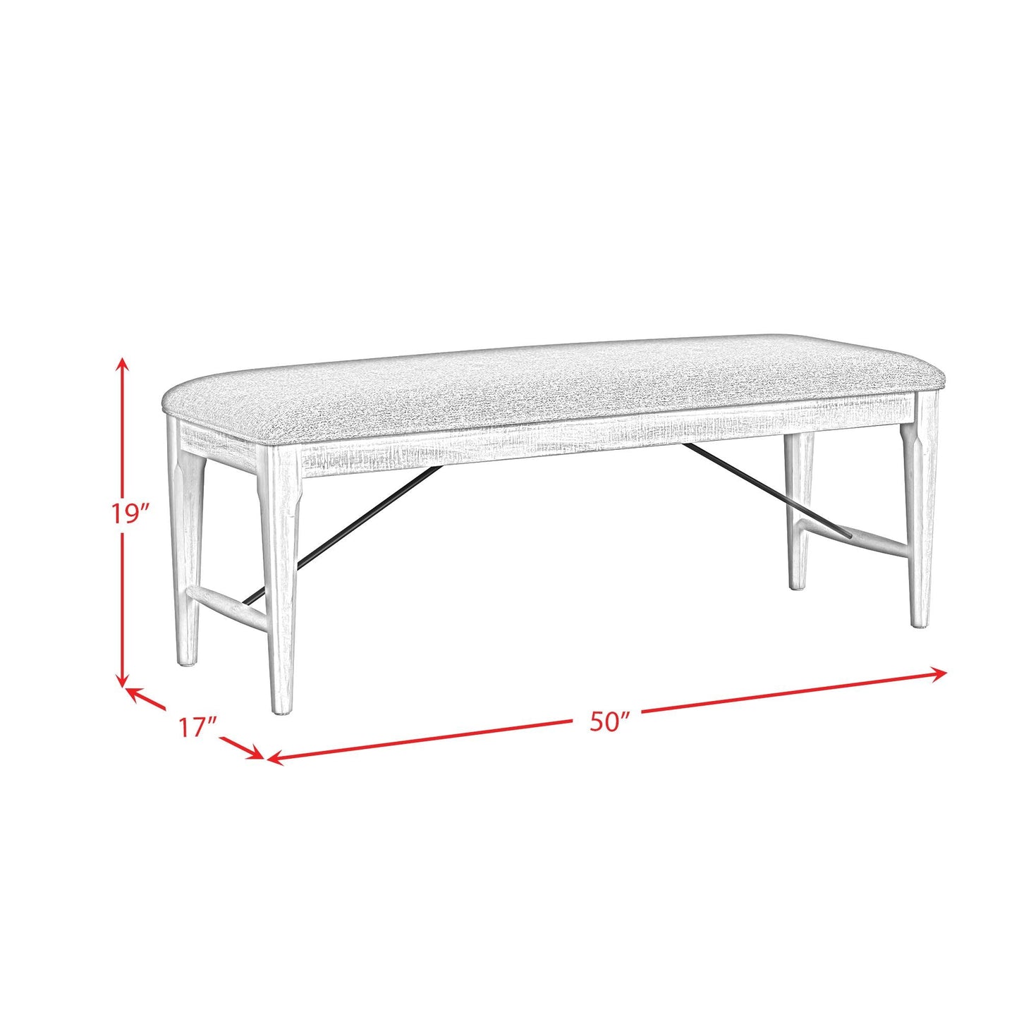 Elements International Rogen Rustic D - 12850 - 7 - BN Dining Bench - American Furniture of Slidell