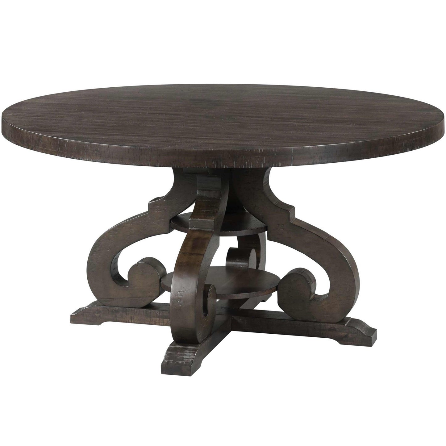 Elements International Round Stone Dining Table with Pedestal Base DST180DT - American Furniture of Slidell