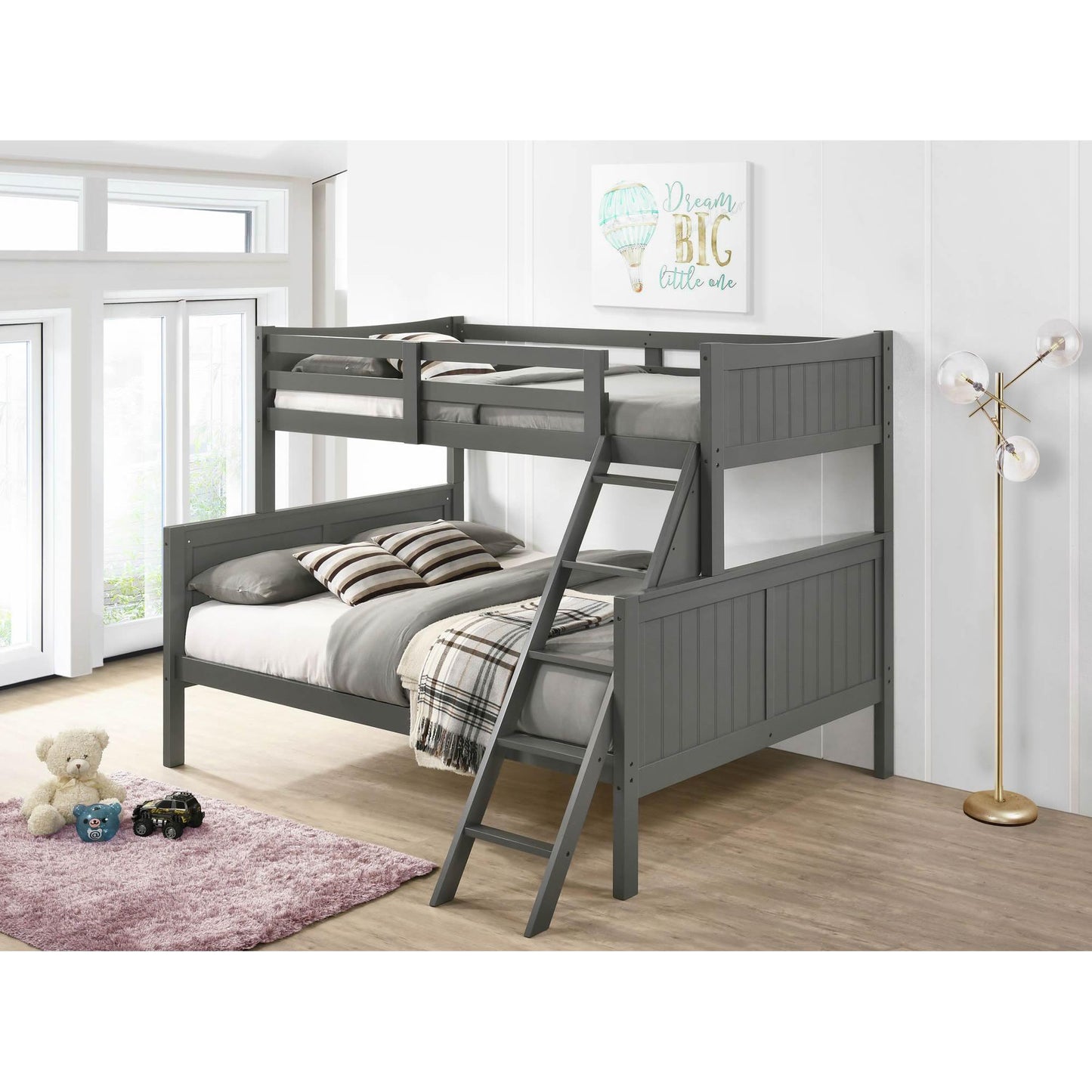 Elements International Sami Twin Over Full Bunk Grey - American Furniture of Slidell