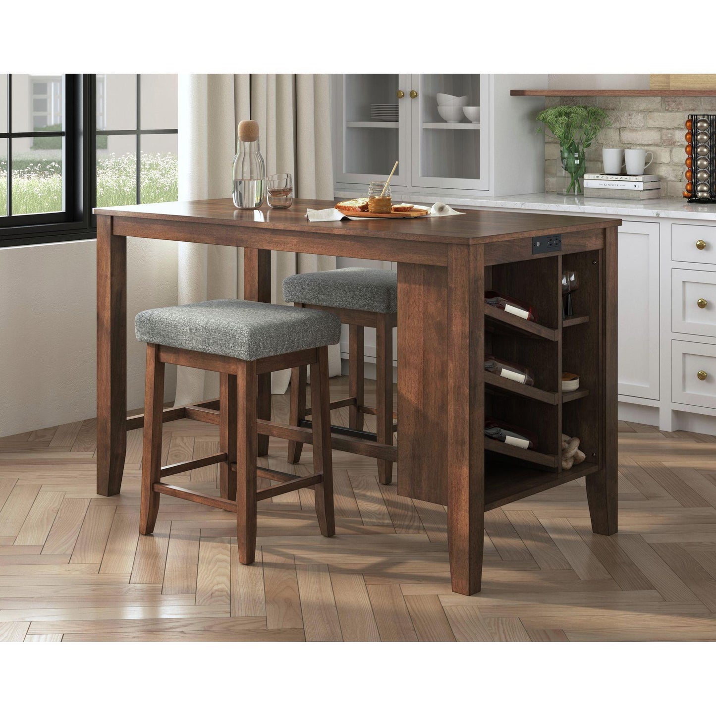 Elements International Santa Barbara D - 16550 - 5 - KI Kitchen Island & 2 Counter Stools - American Furniture of Slidell