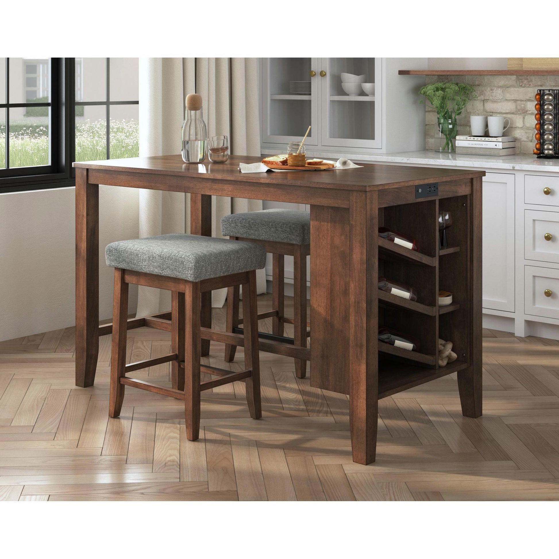 Elements International Santa Barbara D - 16550 - 5 - KI Kitchen Island & 2 Counter Stools - American Furniture of Slidell