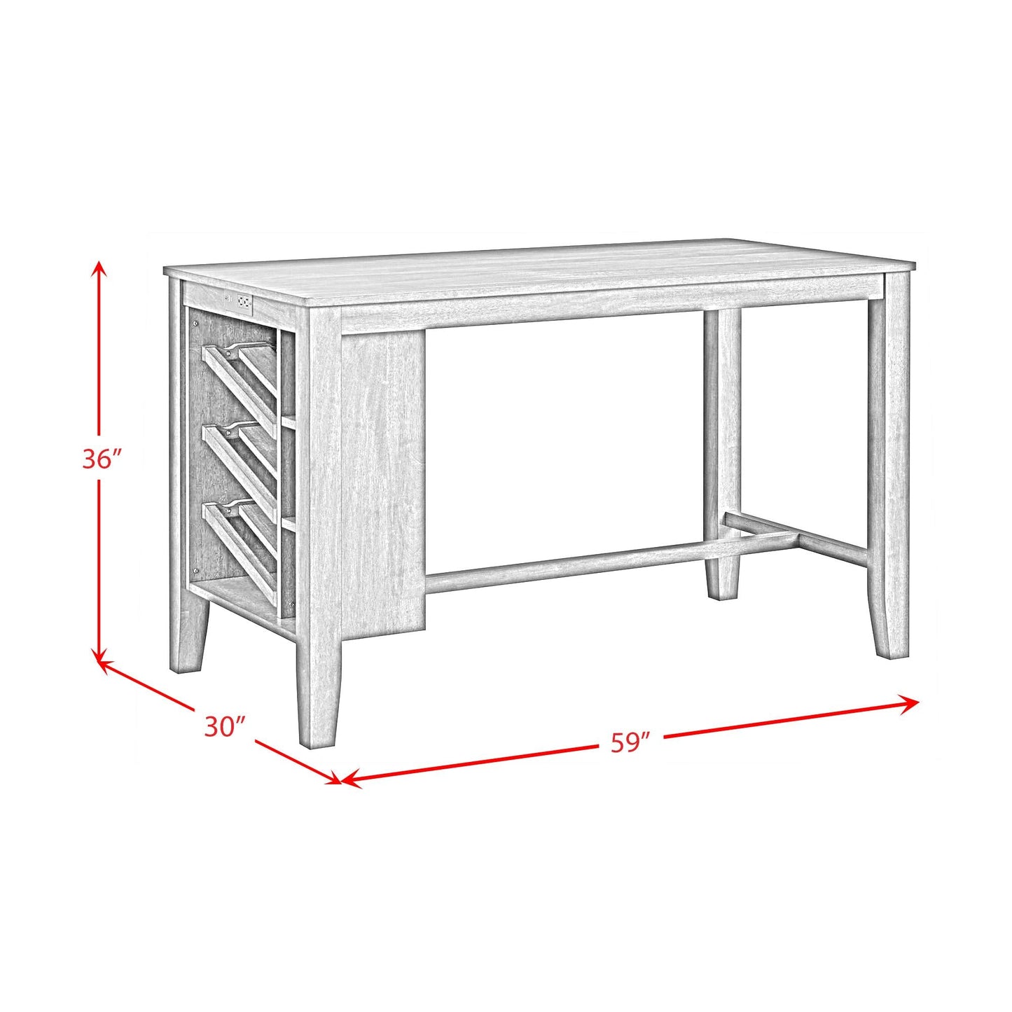 Elements International Santa Barbara D - 16550 - 5 - KI Kitchen Island & 2 Counter Stools - American Furniture of Slidell
