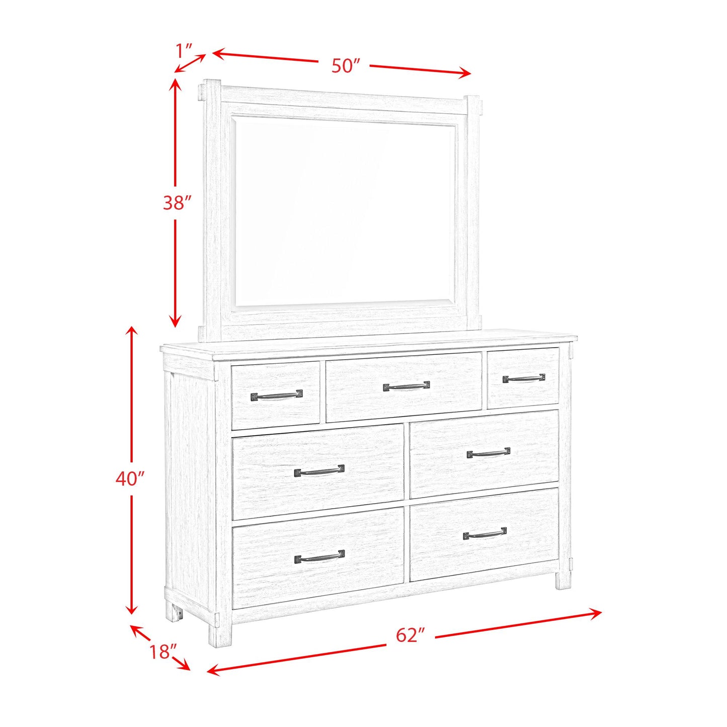 Elements International Scott SC600DRMR Dresser with Mirror Set - American Furniture of Slidell