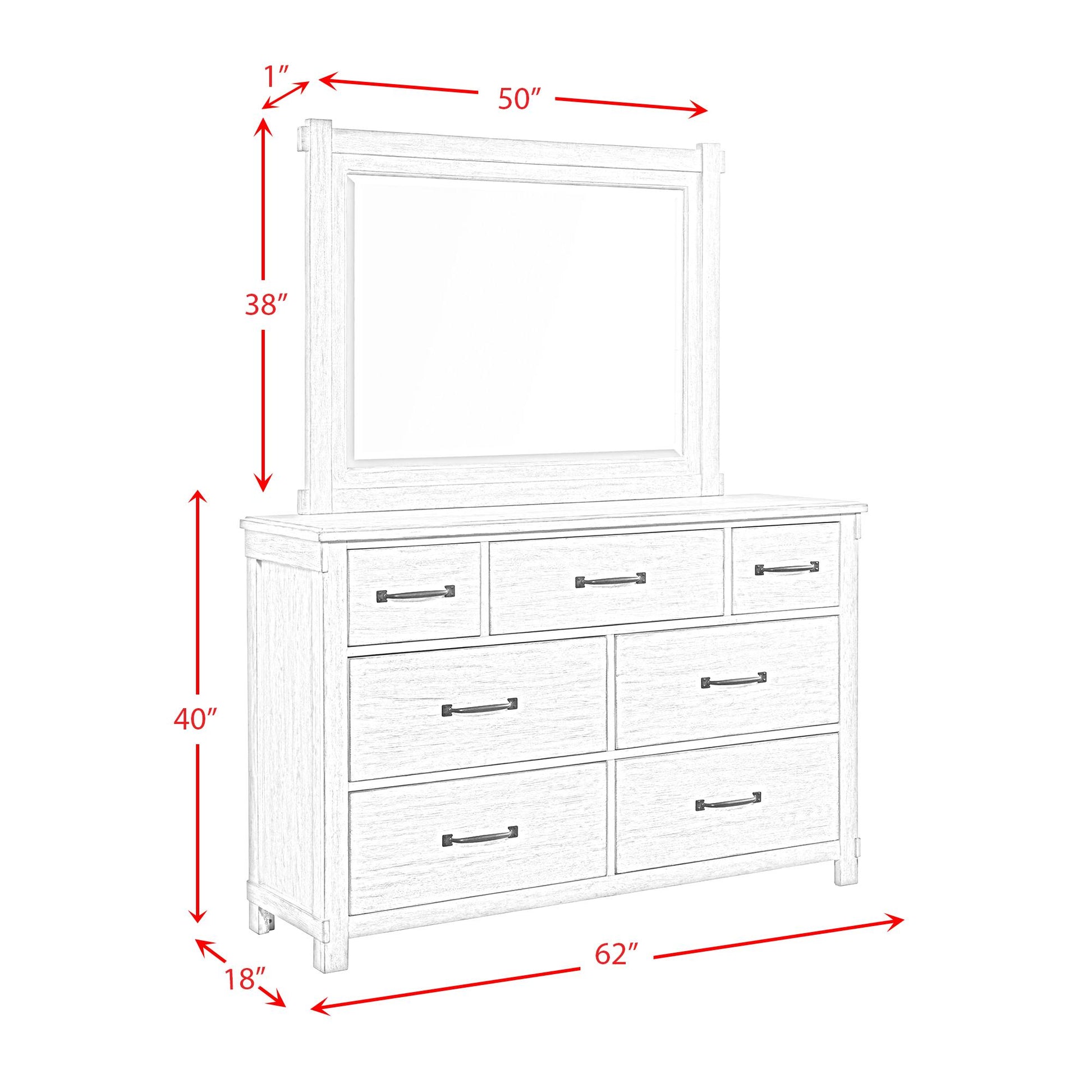 Elements International Scott SC600DRMR Dresser with Mirror Set - American Furniture of Slidell