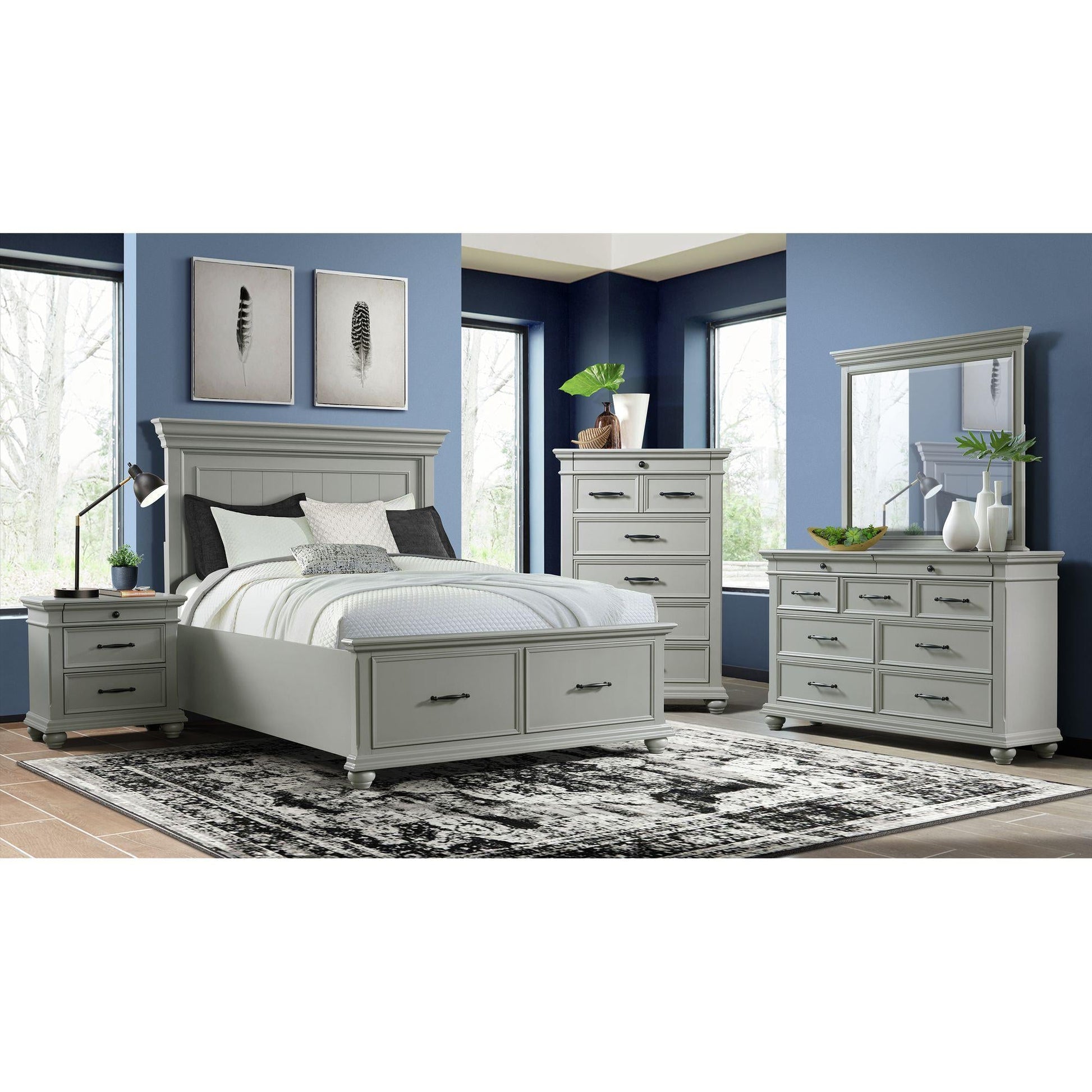 Elements International Slater SR350QB Queen Platform Storage Bed - American Furniture of Slidell
