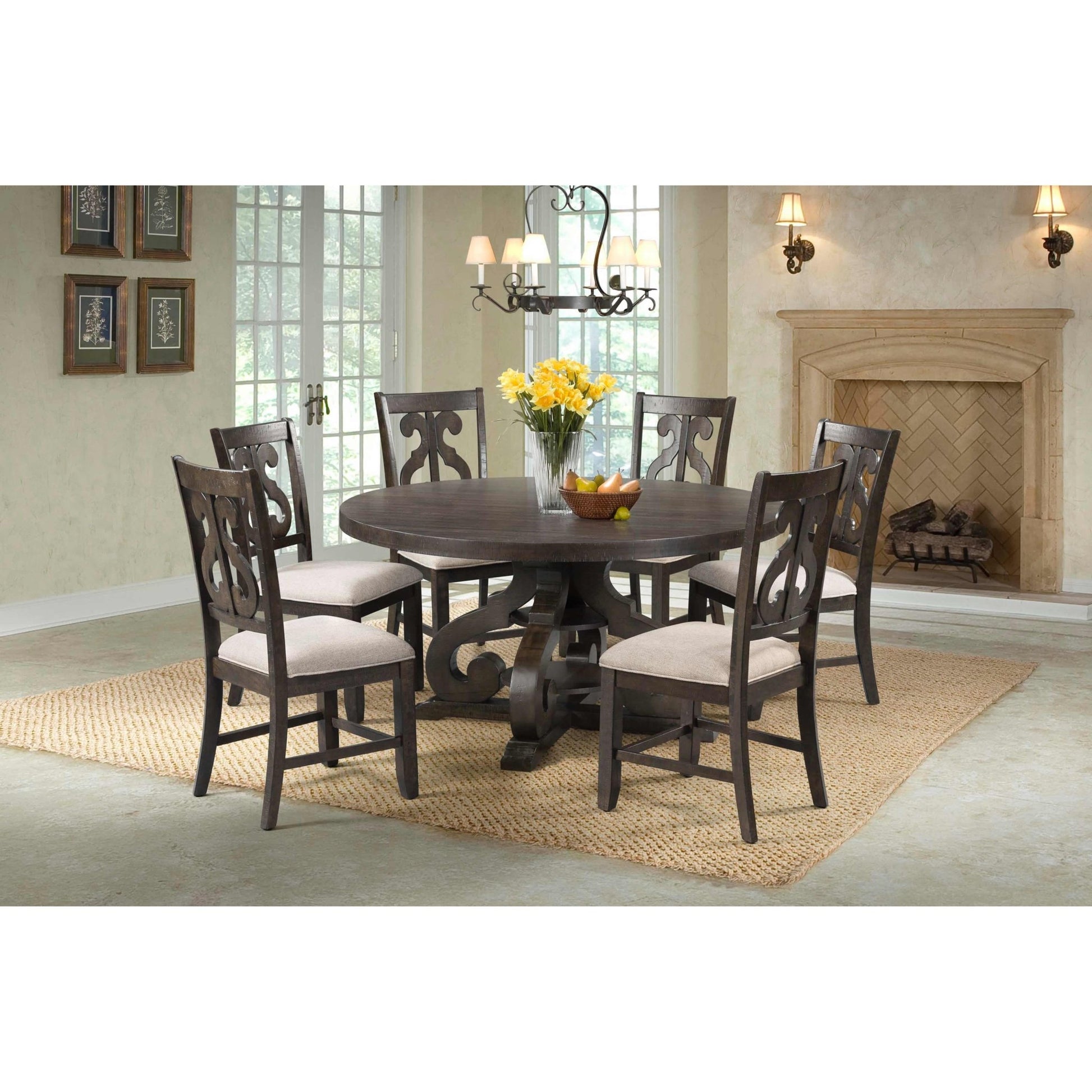 Elements International Stone DST1 7 pc Dining Set - American Furniture of Slidell