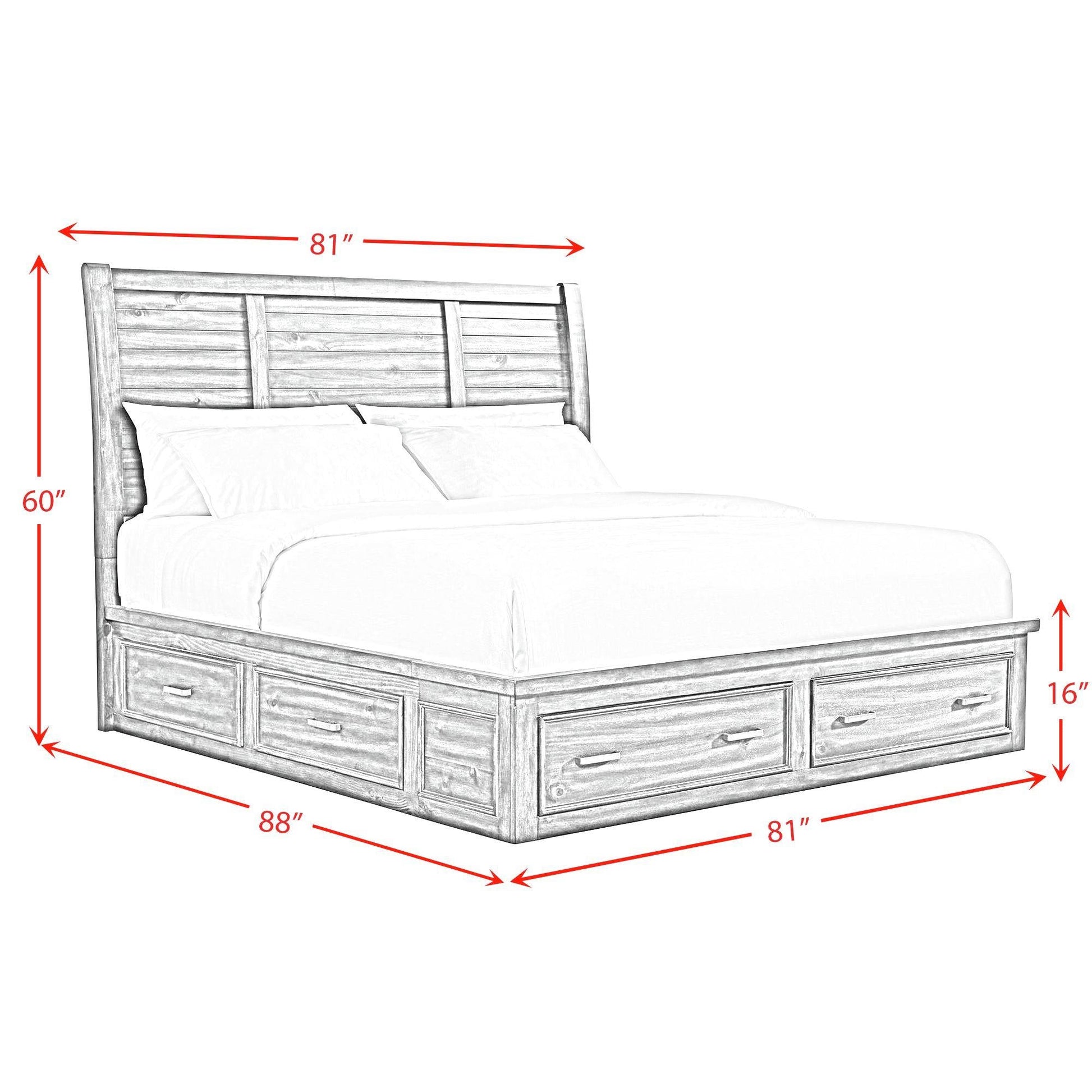 Elements International Sullivan SV600KB King Storage Bed - American Furniture of Slidell