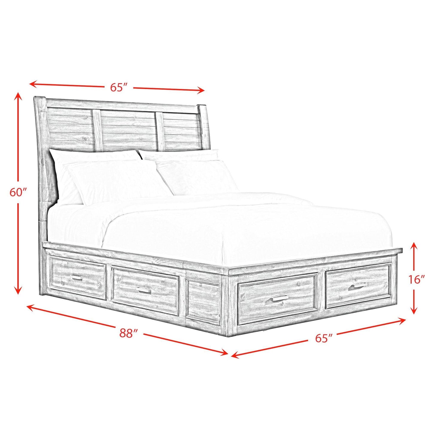 Elements International Sullivan SV600QB Queen Storage Bed - American Furniture of Slidell