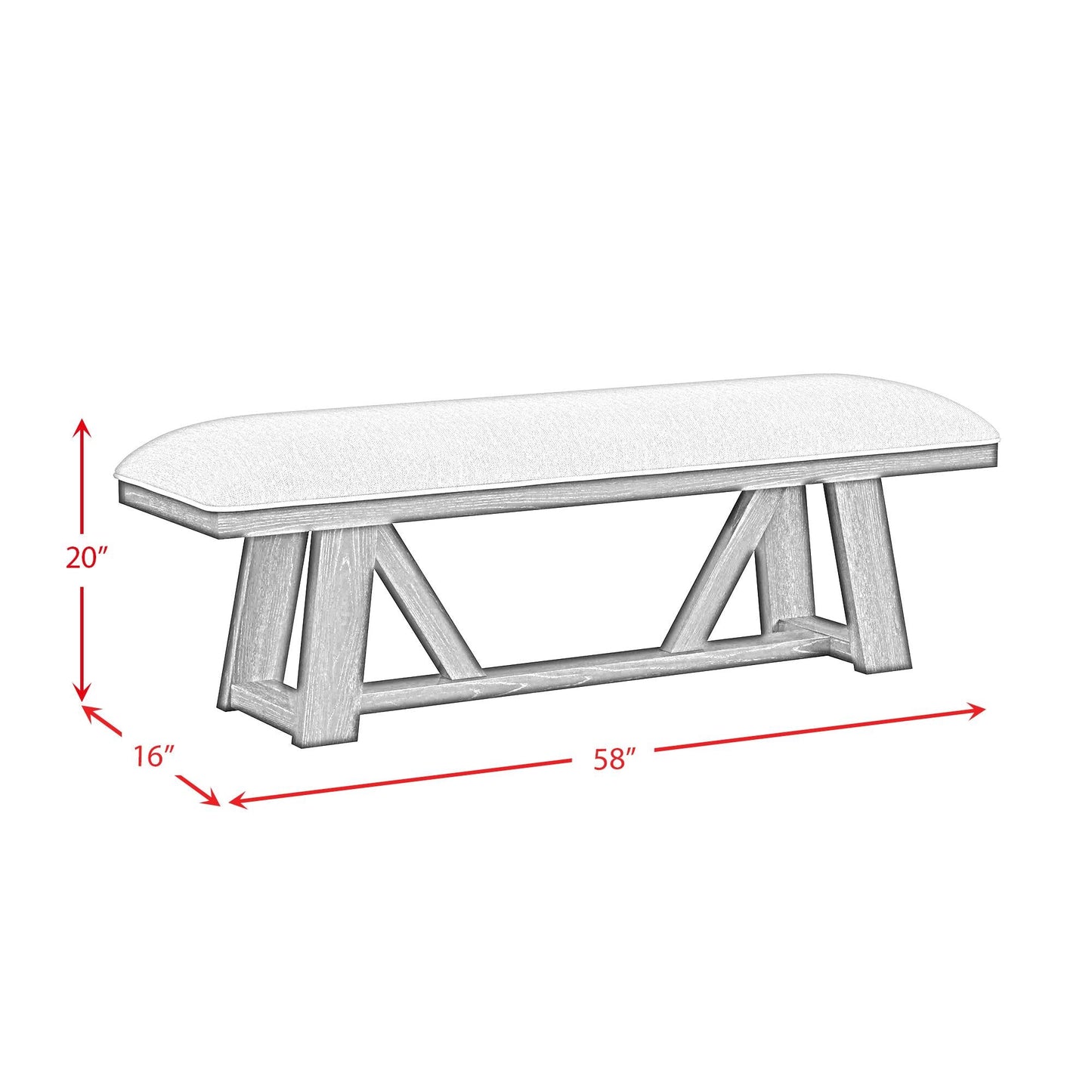 Elements International Transcend D - 12980 - 3 - BN Dining Bench - American Furniture of Slidell