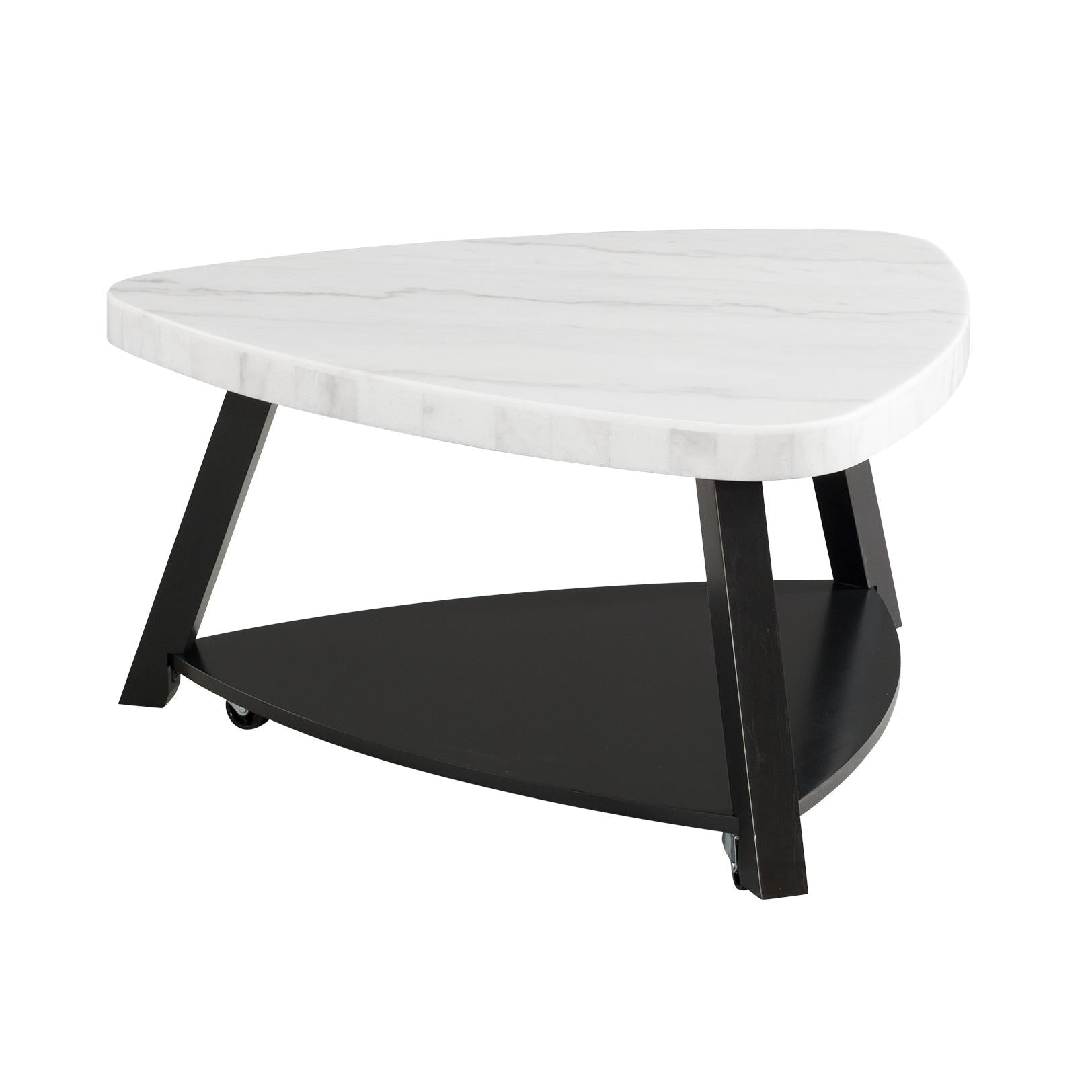 Elements International Trinity CTN100CT White Marble Top Coffee Table - American Furniture of Slidell
