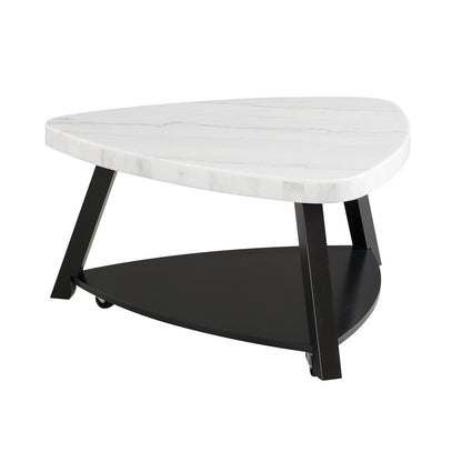 Elements International Trinity CTN100CT White Marble Top Coffee Table - American Furniture of Slidell