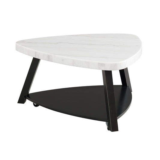 Elements International Trinity CTN100CT White Marble Top Coffee Table - American Furniture of Slidell