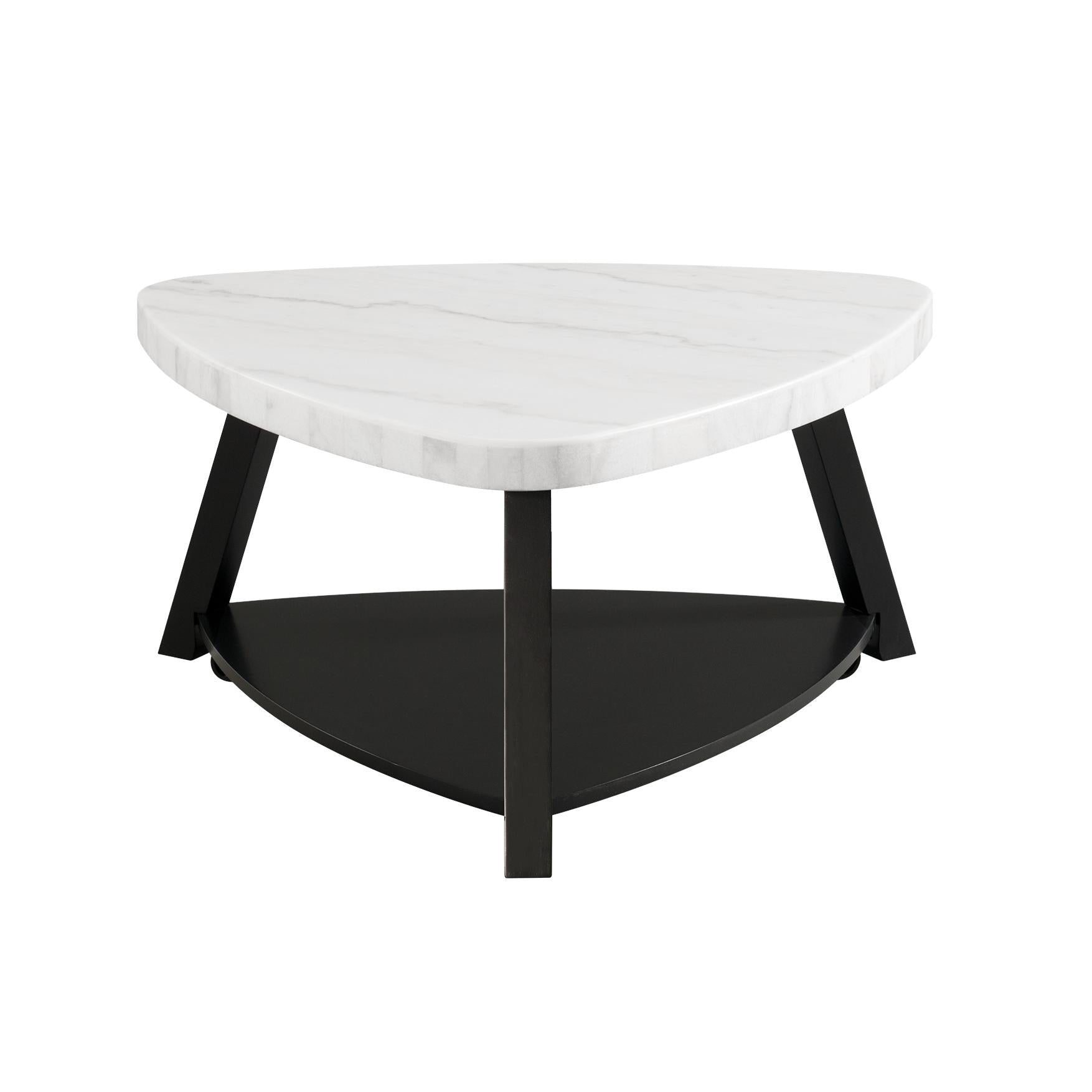 Elements International Trinity CTN100CT White Marble Top Coffee Table - American Furniture of Slidell