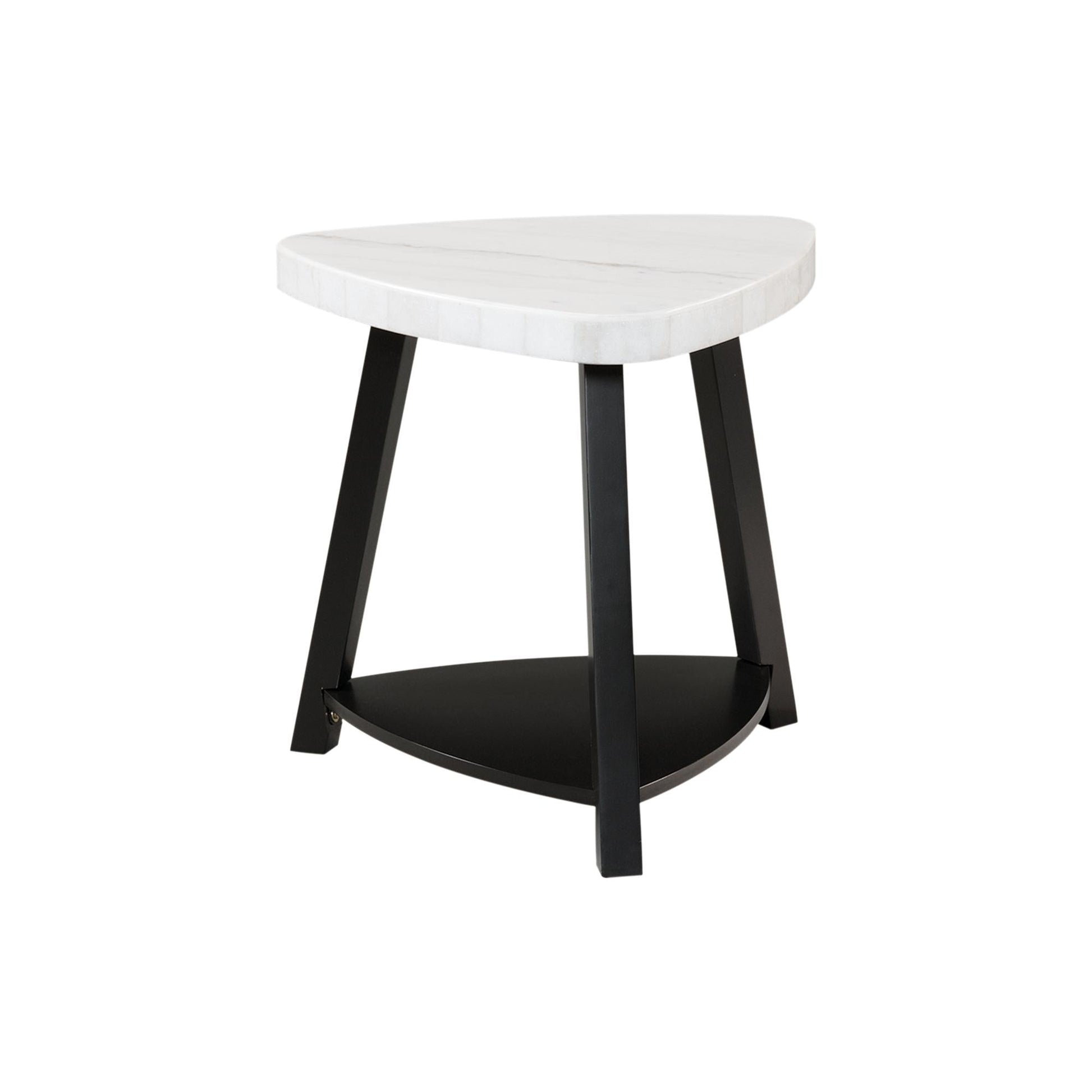 Elements International Trinity CTN100ET White Marble Top End Table - American Furniture of Slidell