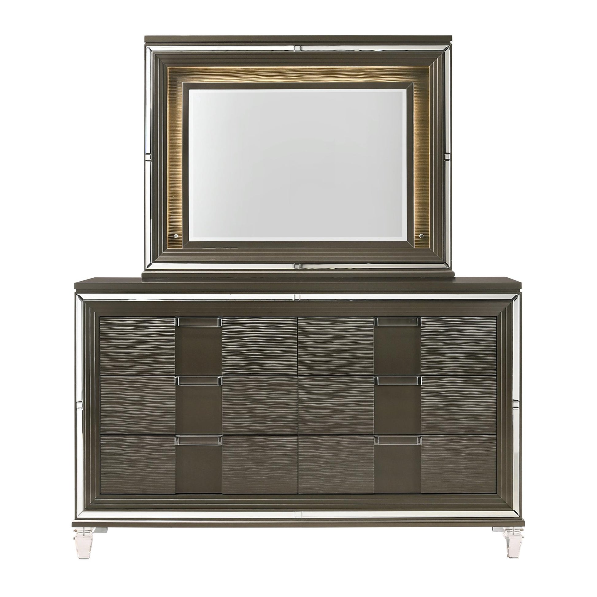 Elements International Twenty Nine TN600DRMR Dresser w/ Mood Lighting Mirror - American Furniture of Slidell