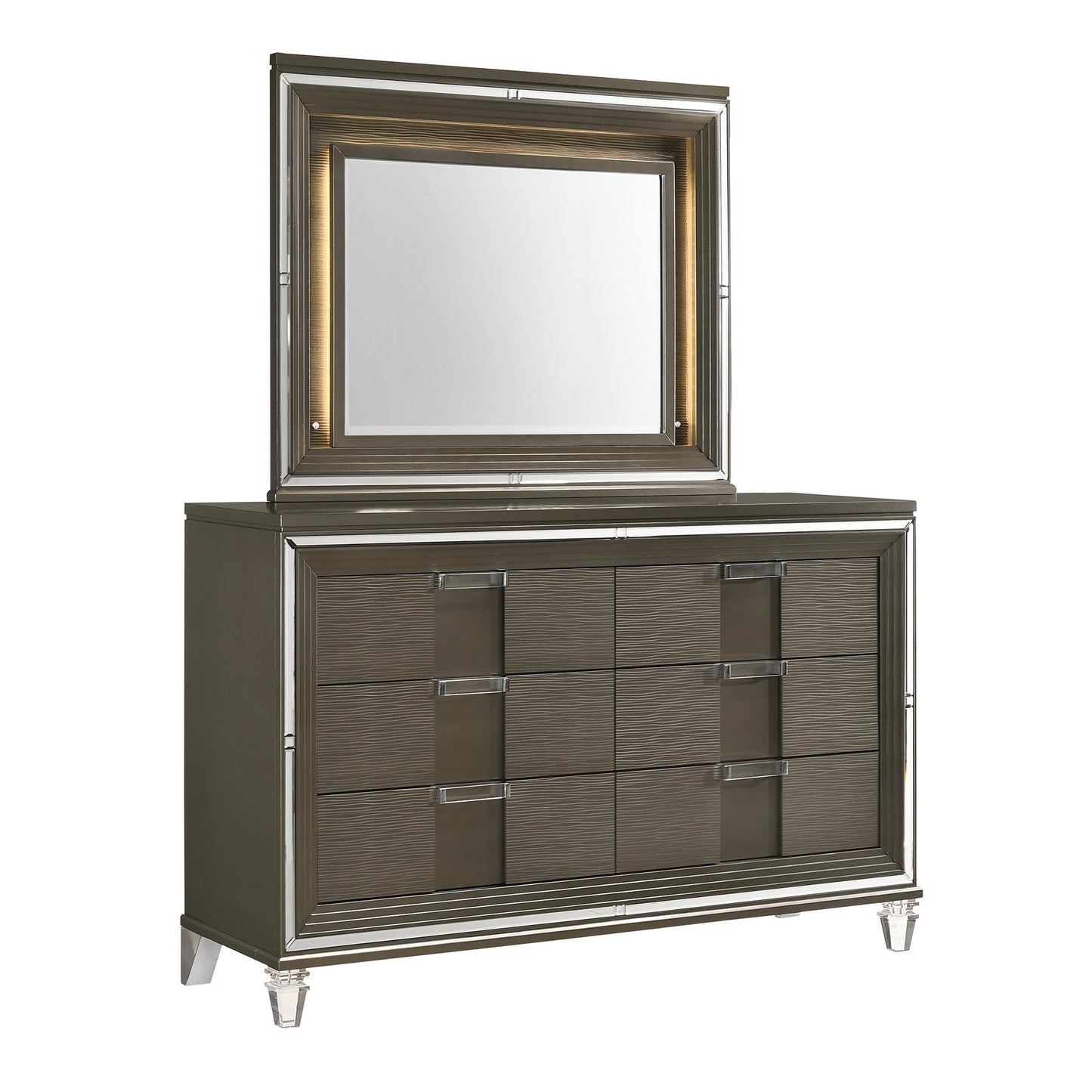Elements International Twenty Nine TN600DRMR Dresser w/ Mood Lighting Mirror - American Furniture of Slidell