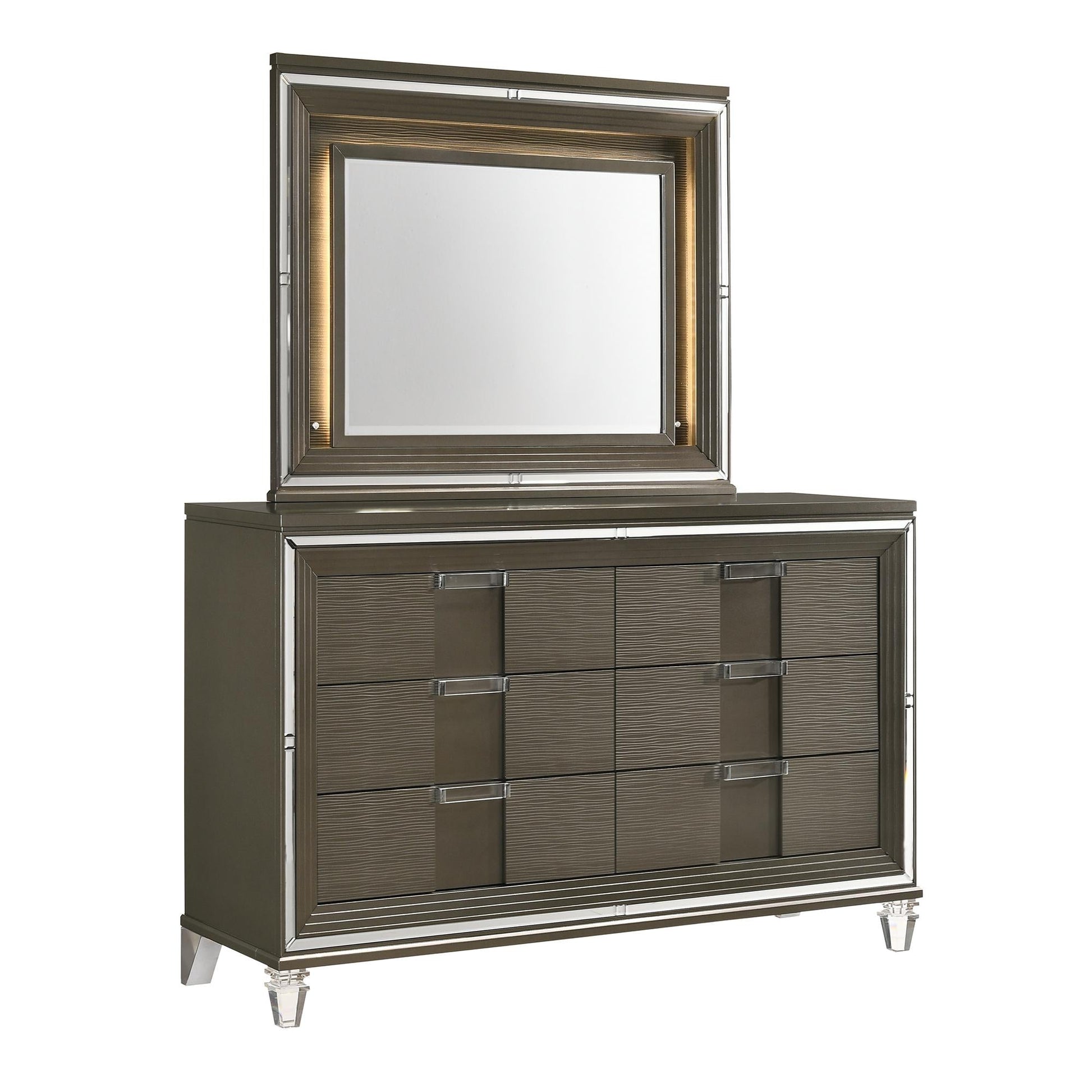 Elements International Twenty Nine TN600DRMR Dresser w/ Mood Lighting Mirror - American Furniture of Slidell