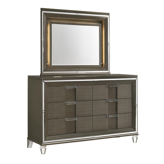 Elements International Twenty Nine TN600DRMR Dresser w/ Mood Lighting Mirror - American Furniture of Slidell
