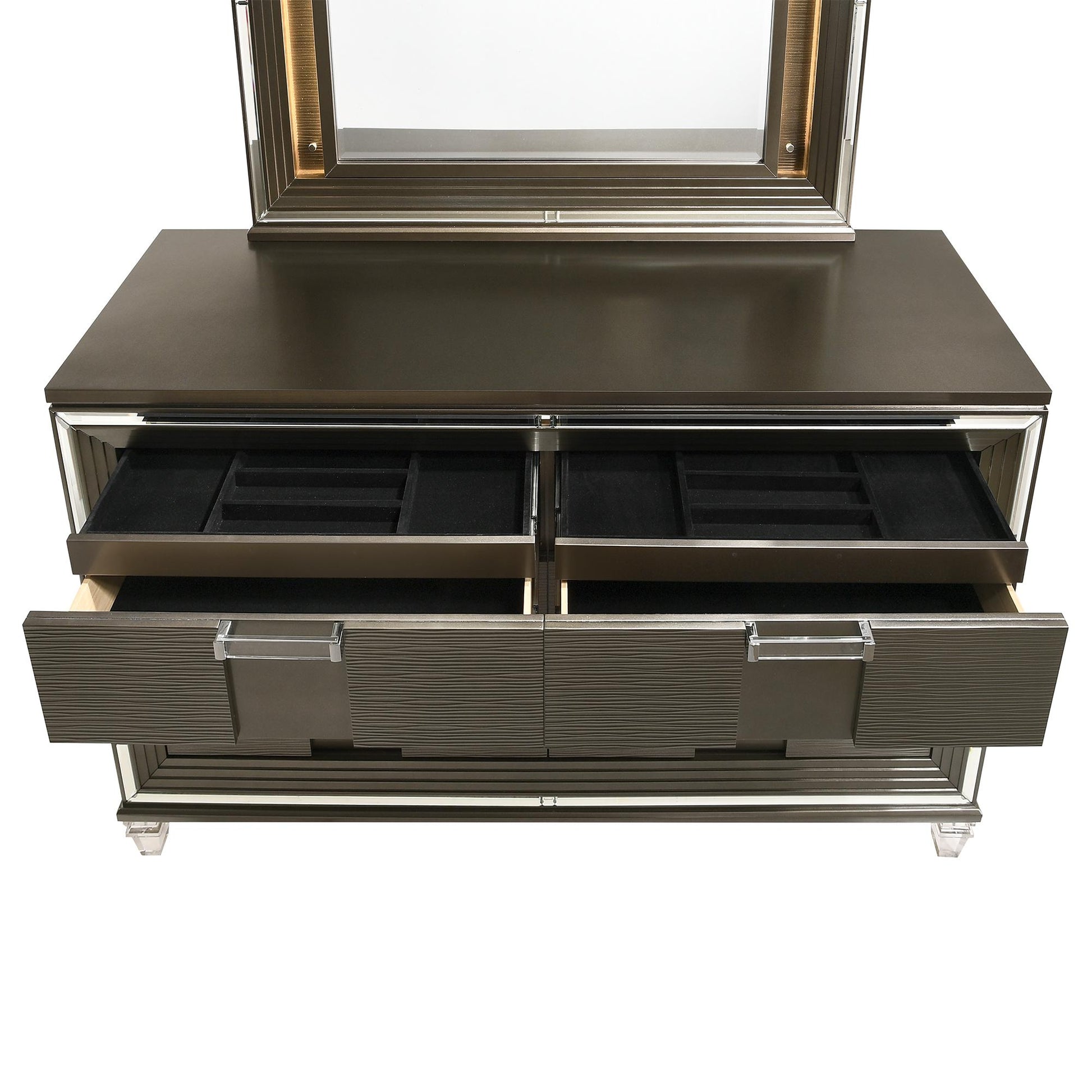 Elements International Twenty Nine TN600DRMR Dresser w/ Mood Lighting Mirror - American Furniture of Slidell