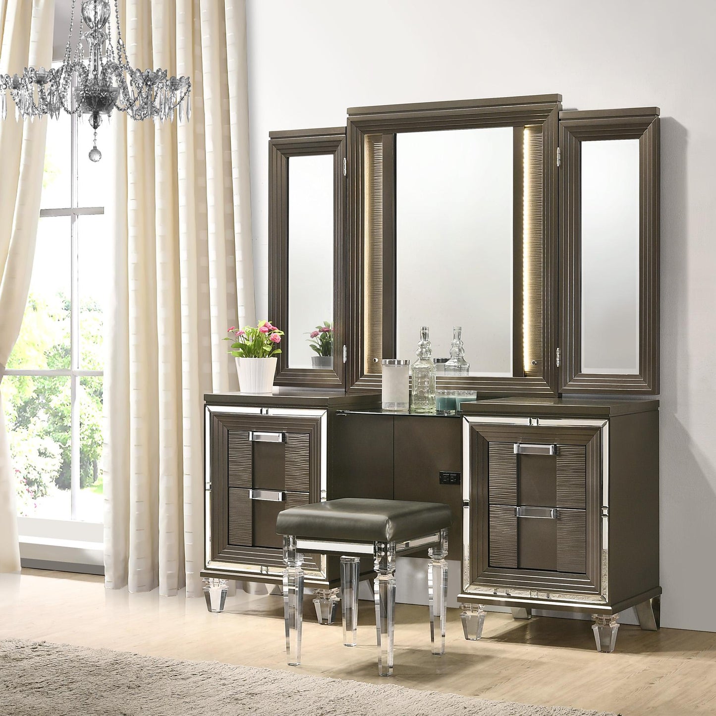 Elements International Twenty Nine TN600VTNSTAL Vanity Stool W/Acrylic Leg - American Furniture of Slidell