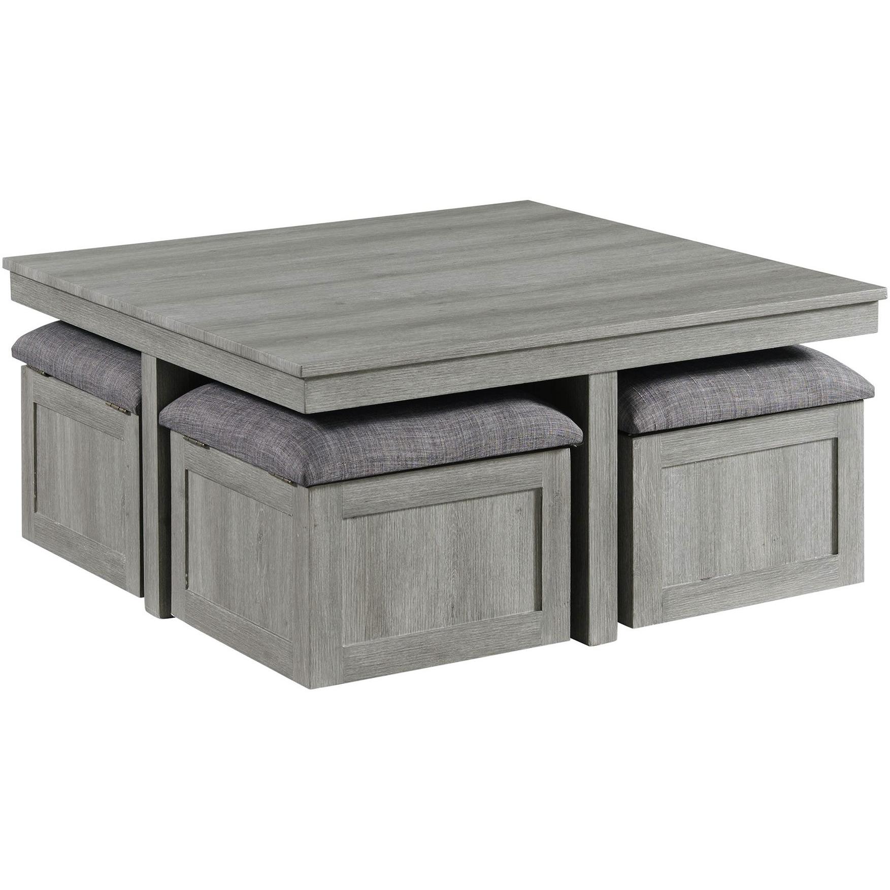 Elements International Uster CTUT100OT Coffee Table with 4 Stools - American Furniture of Slidell