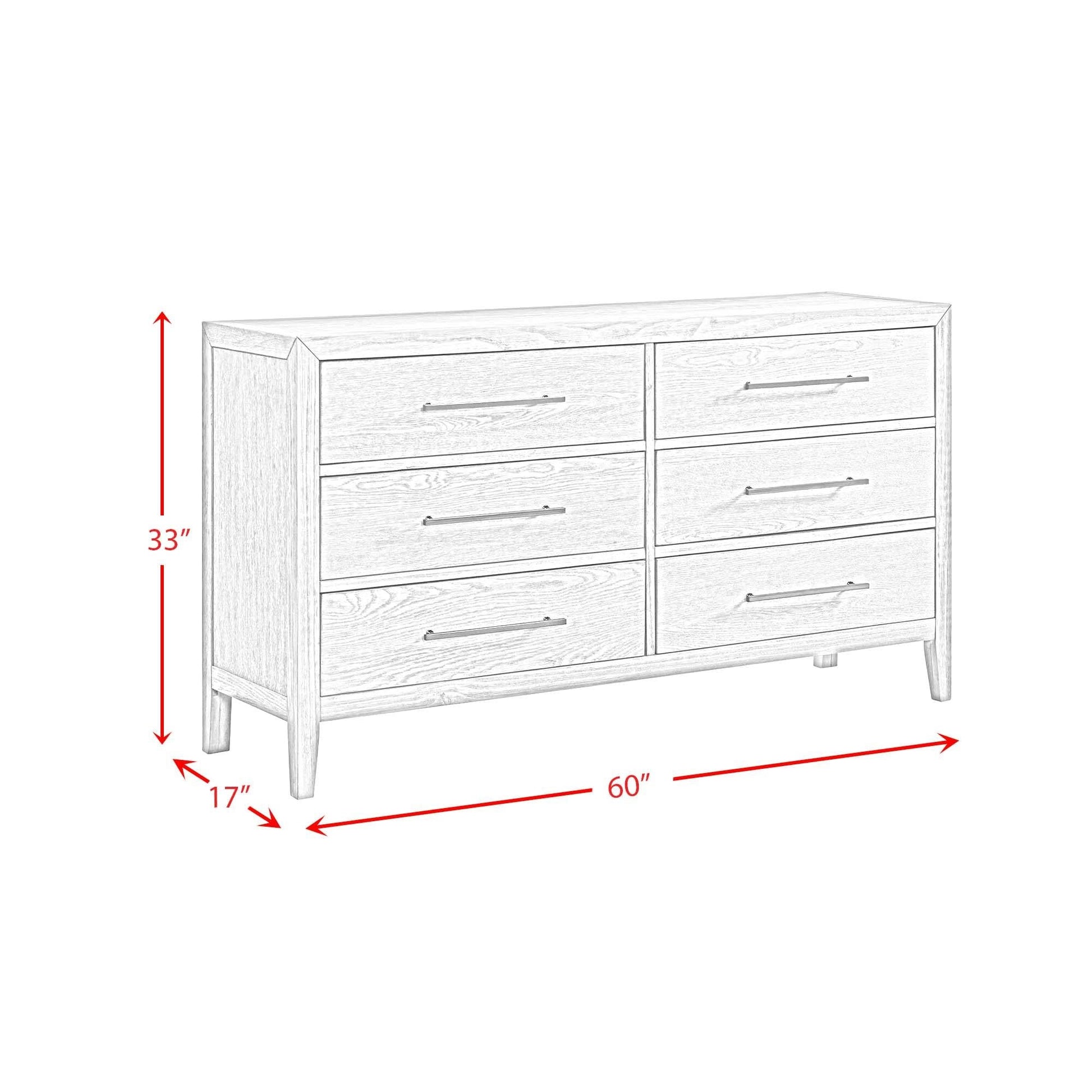 Elements International Versailles Contemporary B - 3690 - 3 - DR1 6 - Drawer Dresser - American Furniture of Slidell