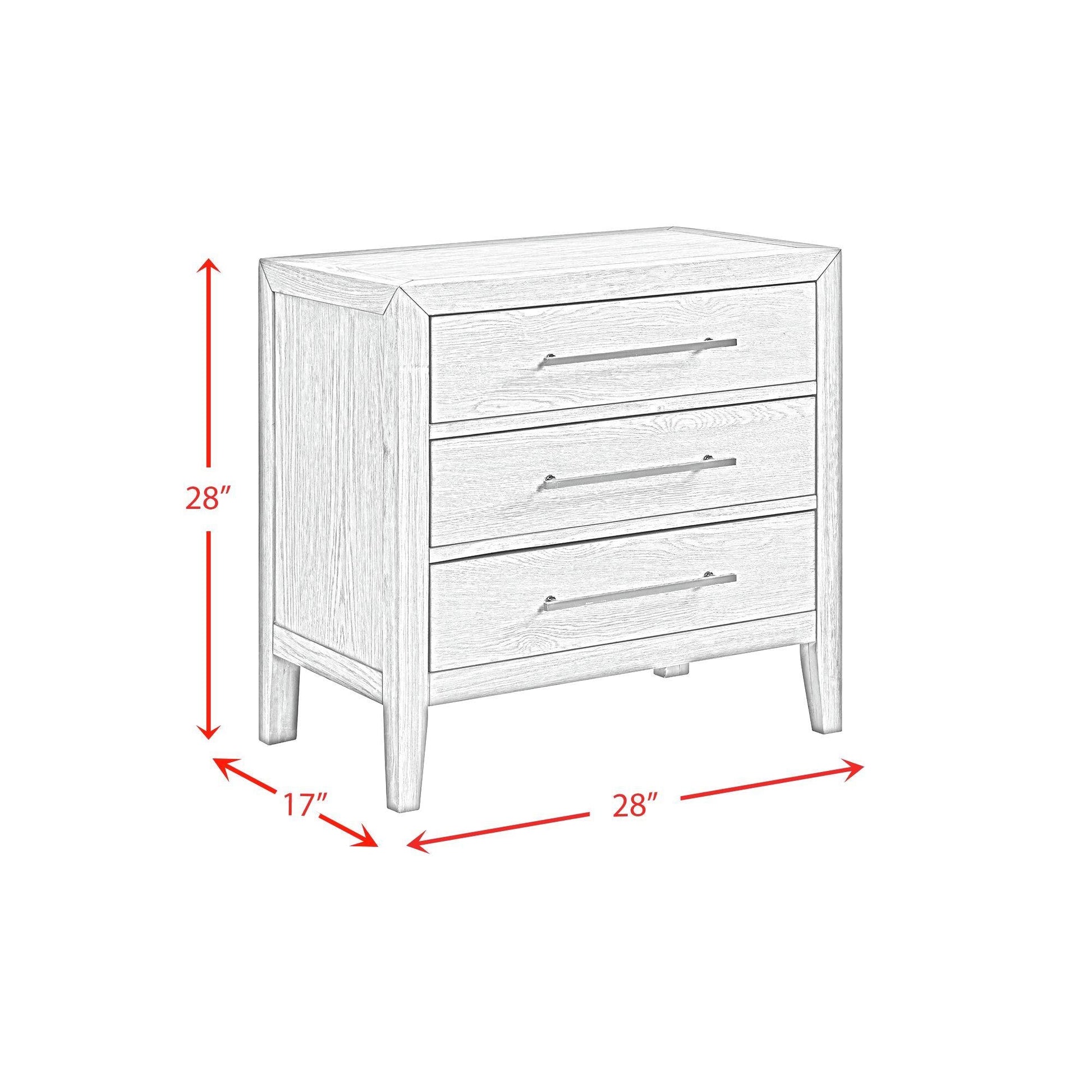 Elements International Versailles Contemporary B - 3690 - 3 - NS 3 - Drawer Nightstand - American Furniture of Slidell