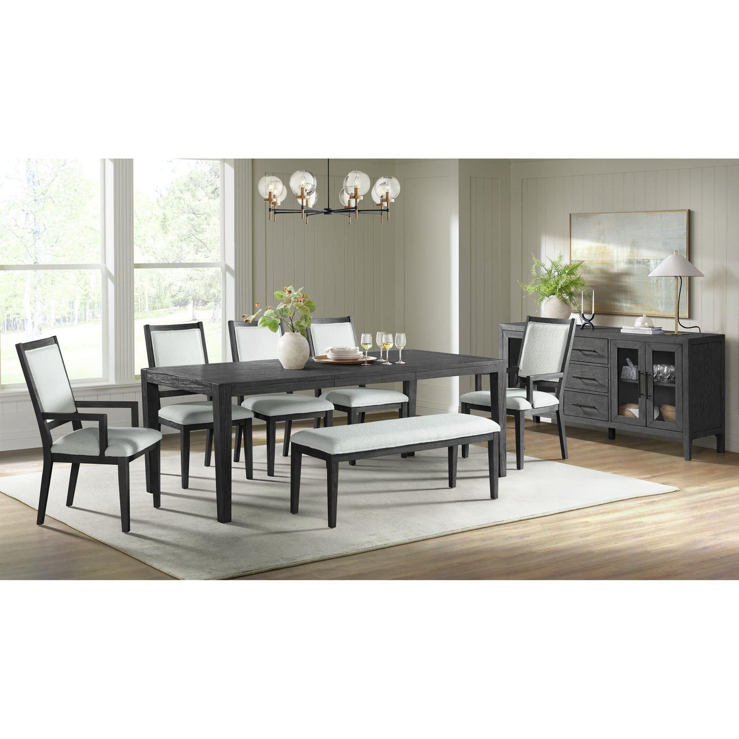 Elements International Versailles Contemporary D - 3690 - 8 - BN Dining Bench - American Furniture of Slidell