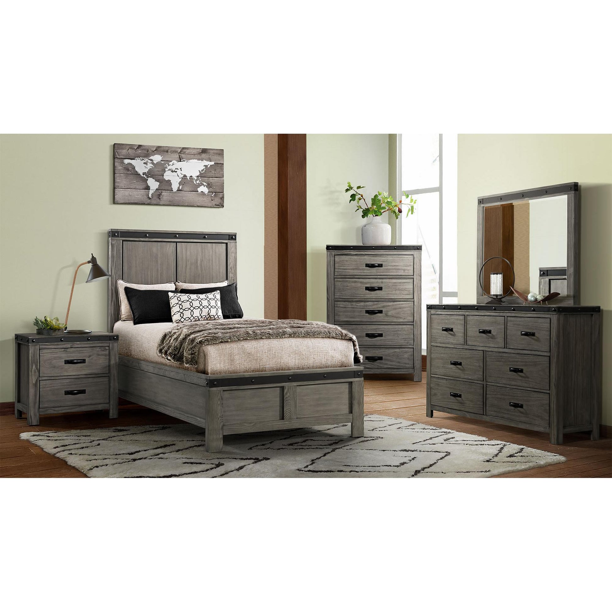Elements International Wade WE670TB Twin Panel Bed - American Furniture of Slidell