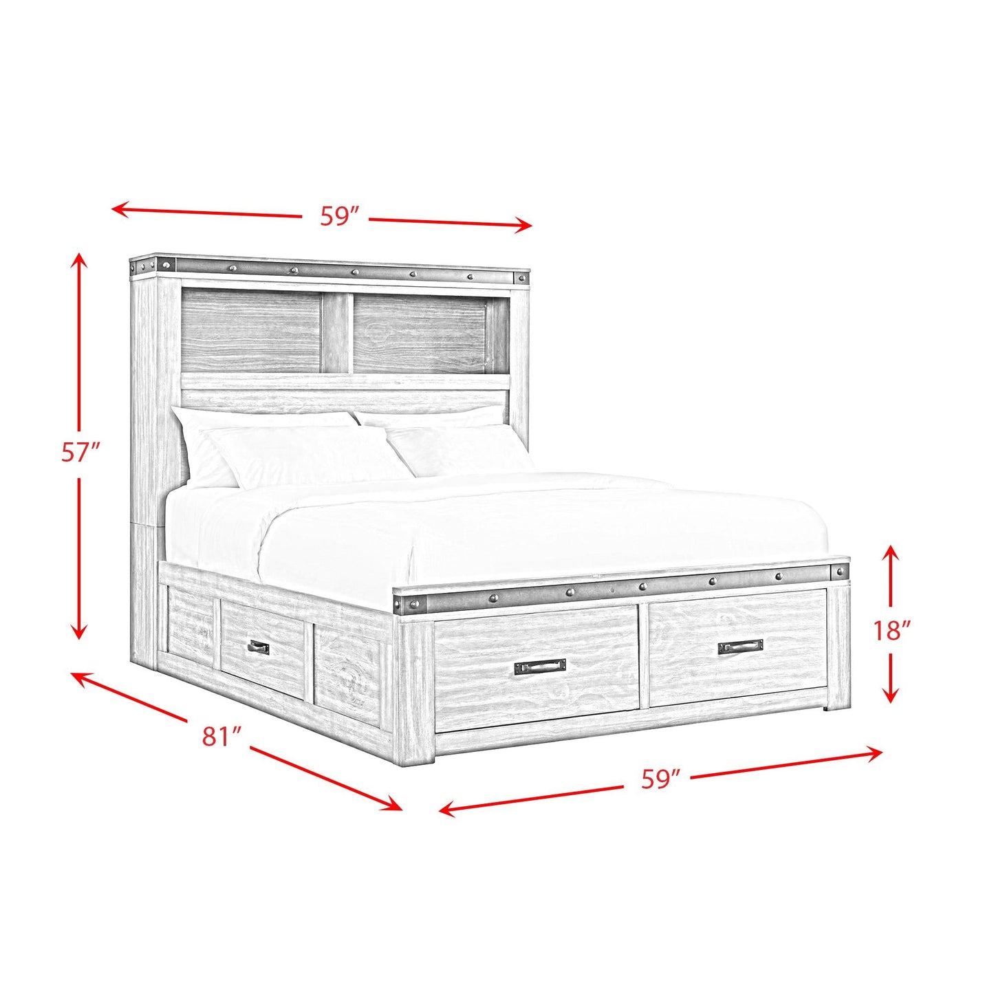 Elements International Wade Youth WE650FB Full Platform Storage Bed - American Furniture of Slidell