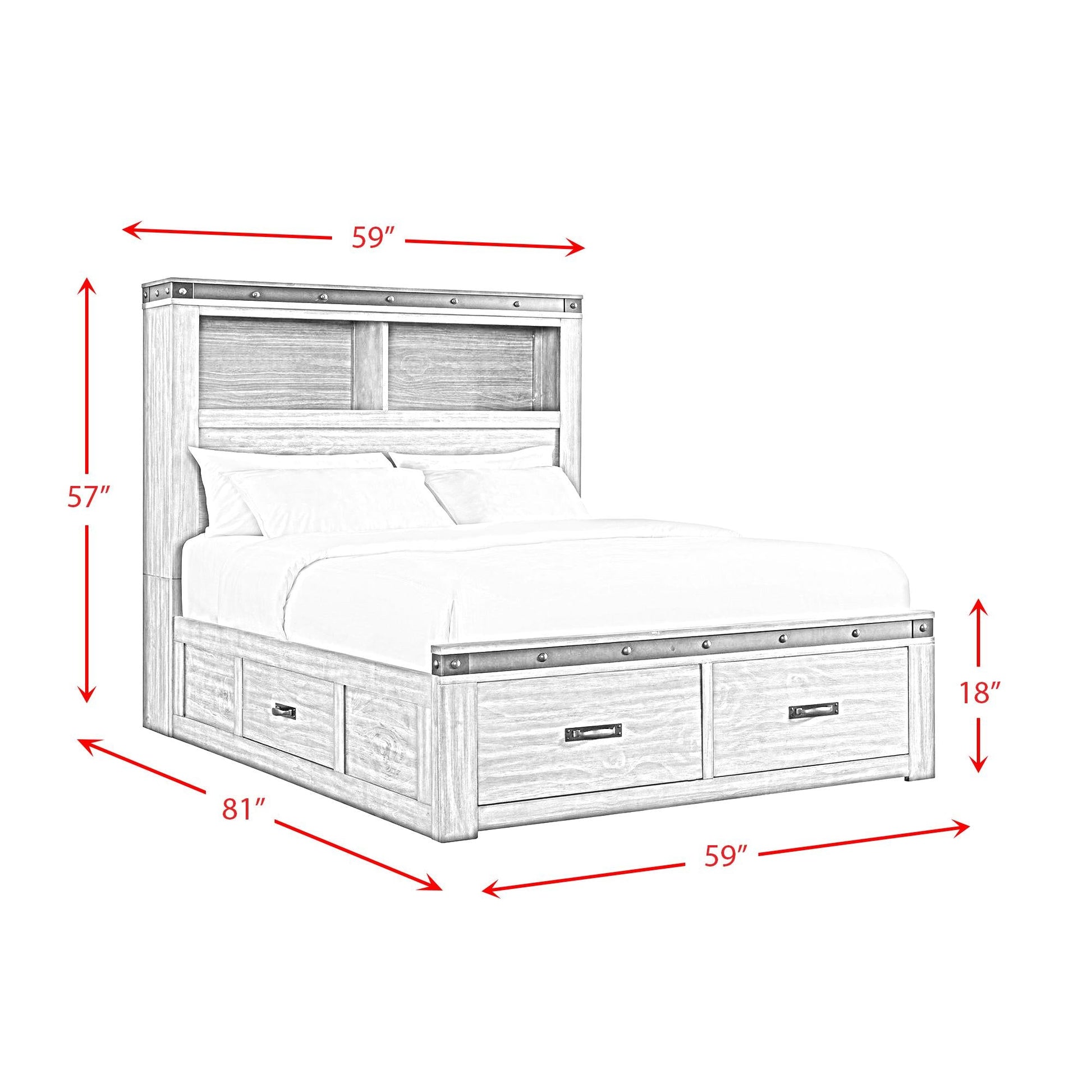 Elements International Wade Youth WE650FB Full Platform Storage Bed - American Furniture of Slidell