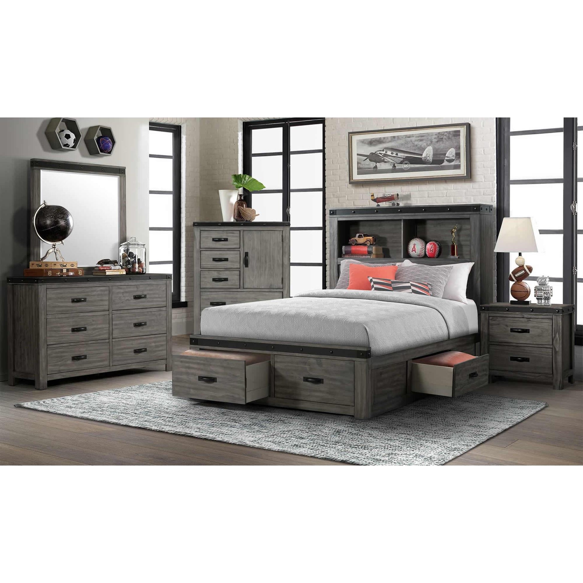 Elements International Wade Youth WE650FB Full Platform Storage Bed - American Furniture of Slidell
