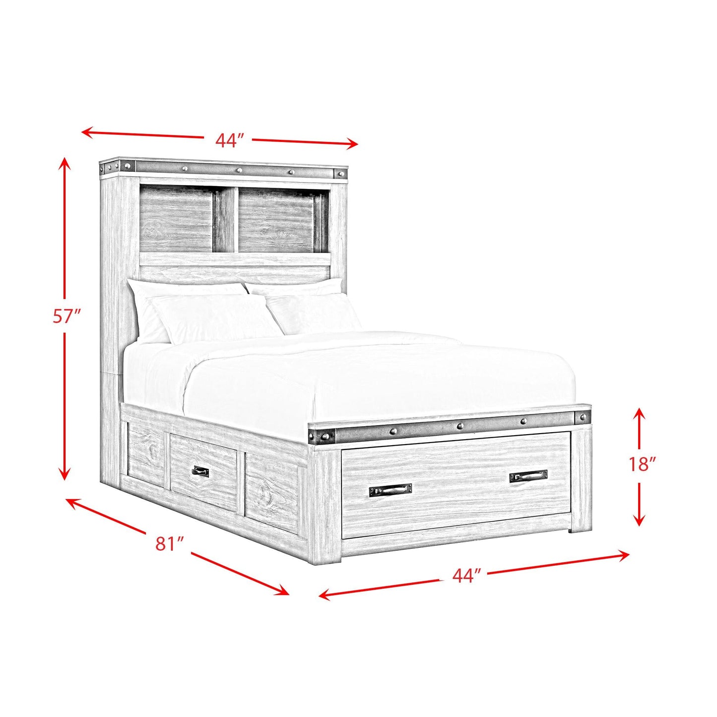 Elements International Wade Youth WE650TB Twin Platform Storage Bed - American Furniture of Slidell