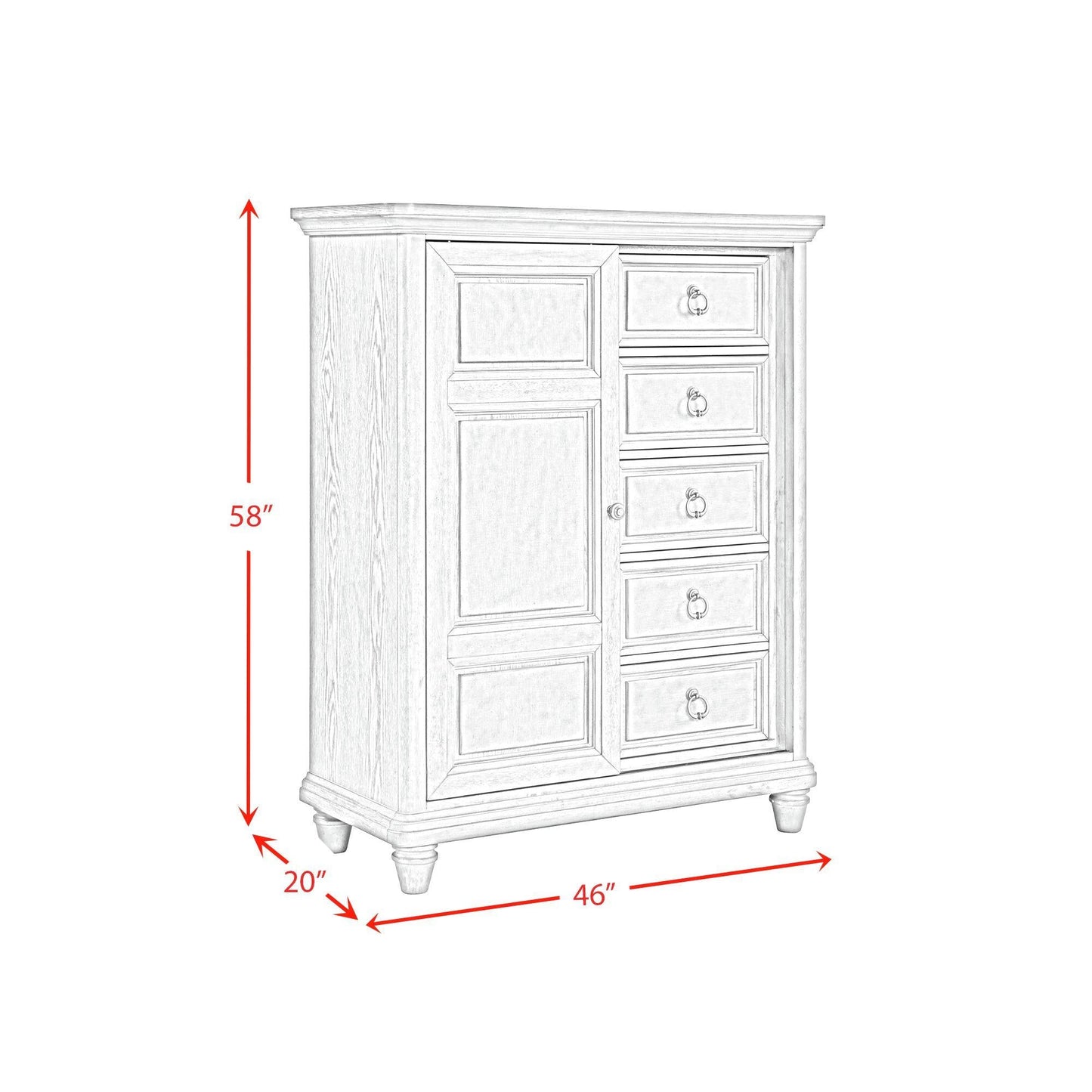 Elements International Whit - Ash B - 11360 - 3 - CH2 5 - Drawer Door Chest - American Furniture of Slidell