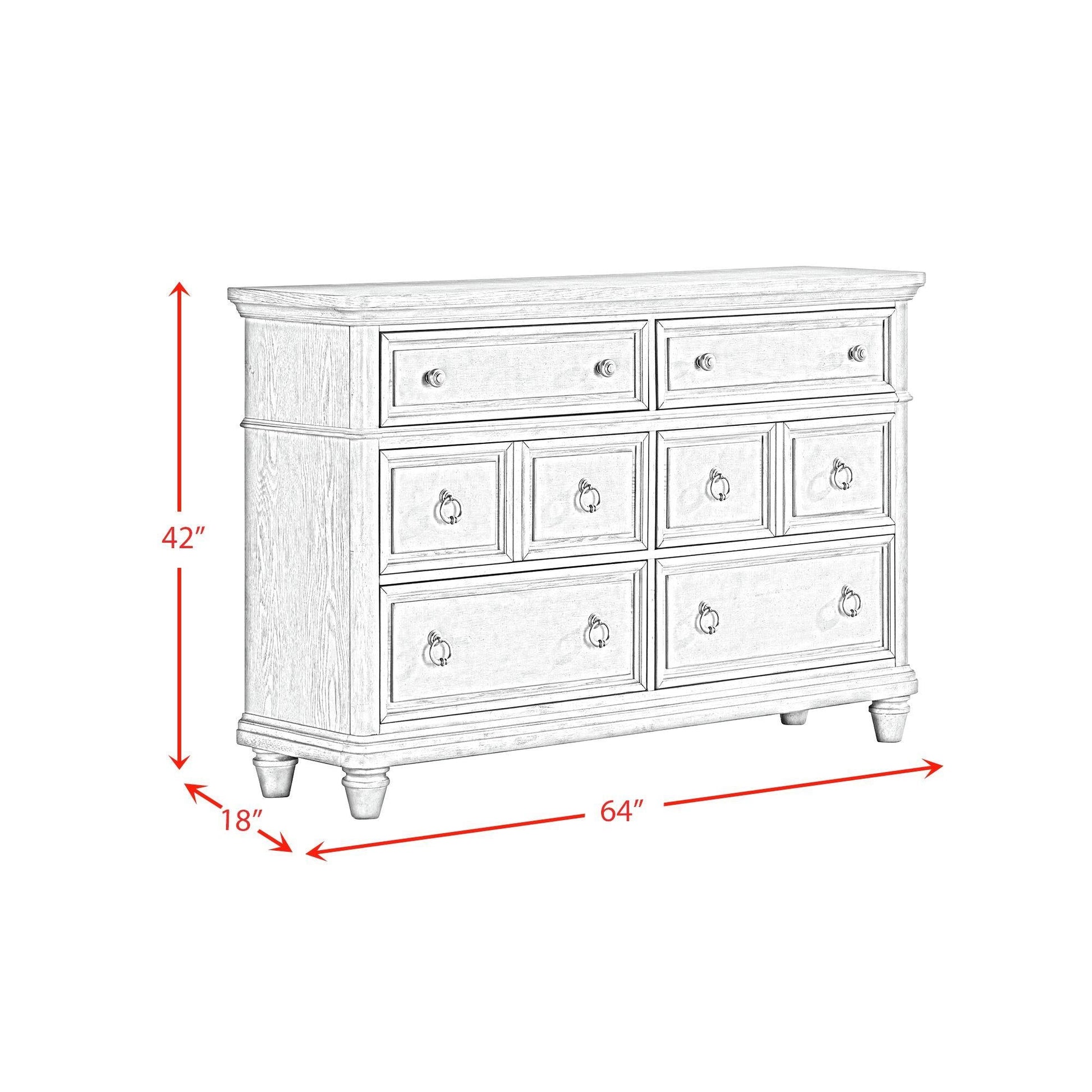 Elements International Whit - Ash B - 11360 - 3 - DR 6 - Drawer Dresser - American Furniture of Slidell