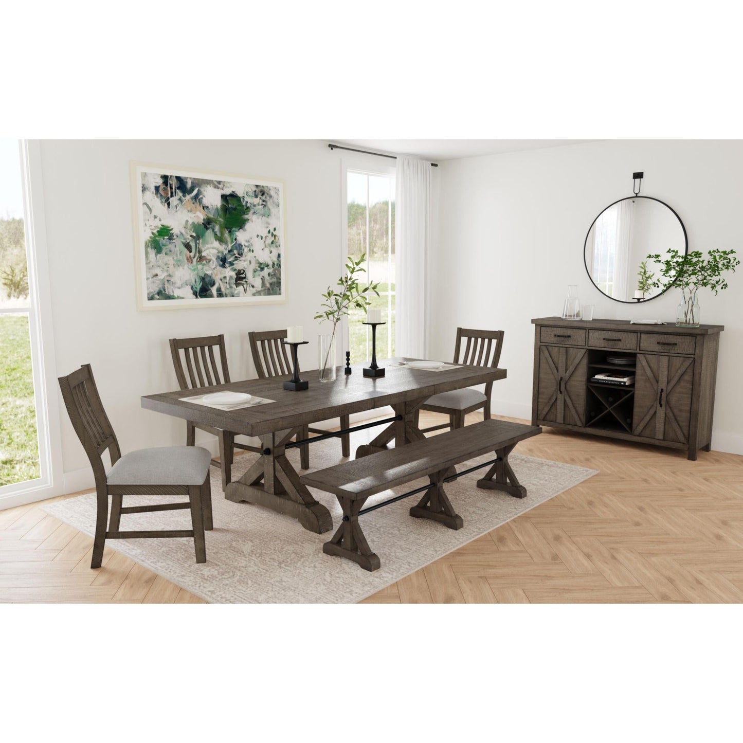 Elements International Yellowstone D - 12830 - 3 - BN Dining Bench - American Furniture of Slidell