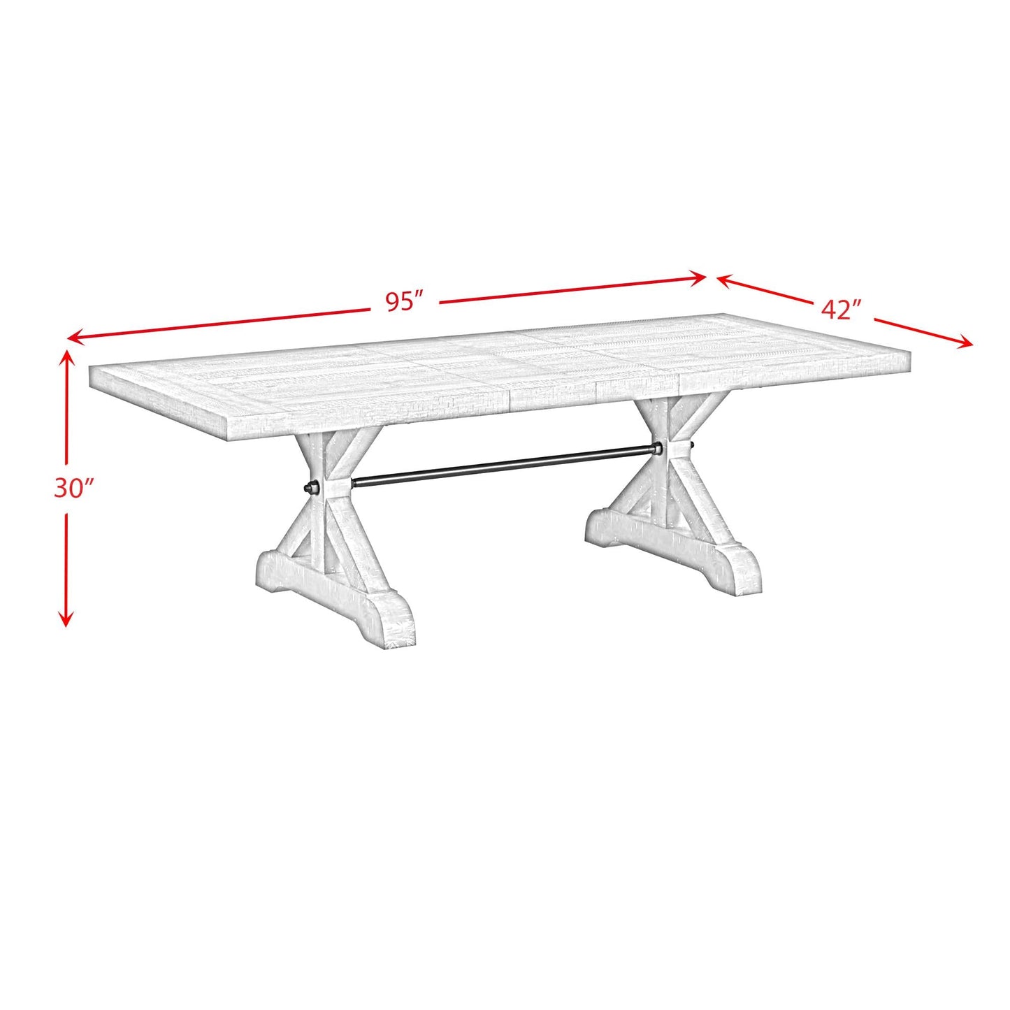 Elements International Yellowstone D - 12830 - 3 - DT Dining Table - American Furniture of Slidell