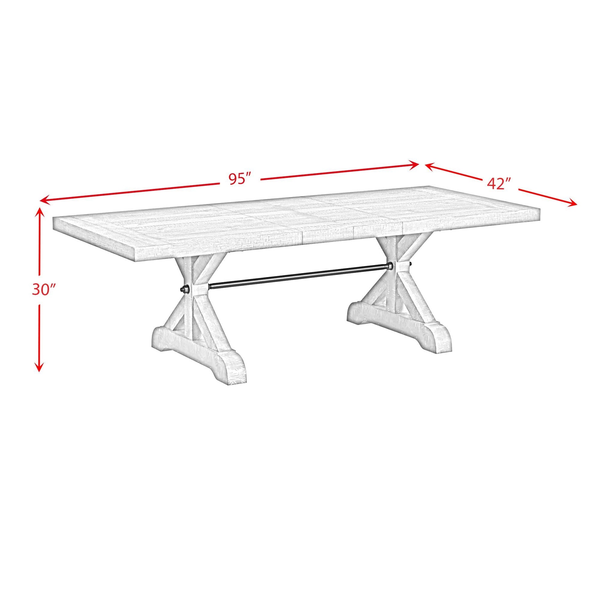 Elements International Yellowstone D - 12830 - 3 - DT Dining Table - American Furniture of Slidell