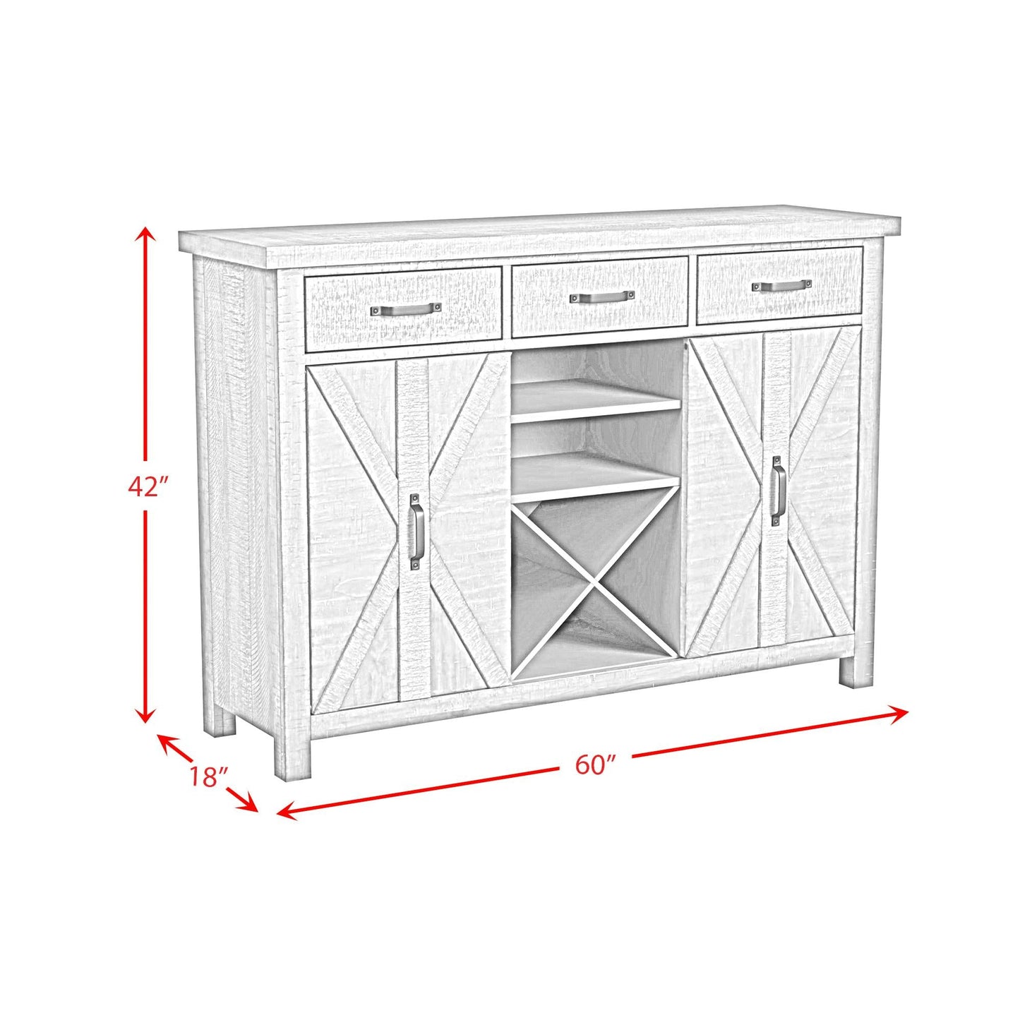 Elements International Yellowstone D - 12830 - 3 - SV Server - American Furniture of Slidell