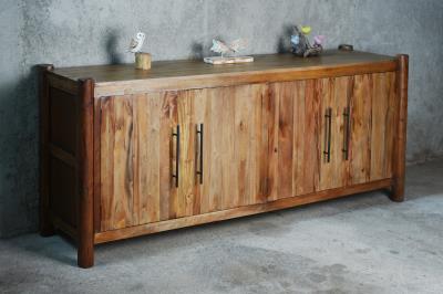 Flagstaff Credenza 4Doors w/Adj Shelf 78x20.1x34.2"H (198x51x87cm) EBONY - American Furniture of Slidell