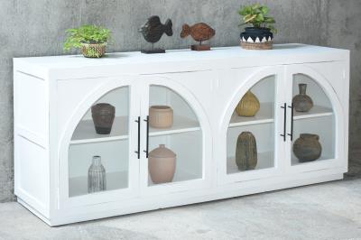 Florence Glazed Credenza 4GD (CAB486) 86.6x20.5x35.3"H (220x52x90cm) EBONY (color varies in picture) - American Furniture of Slidell
