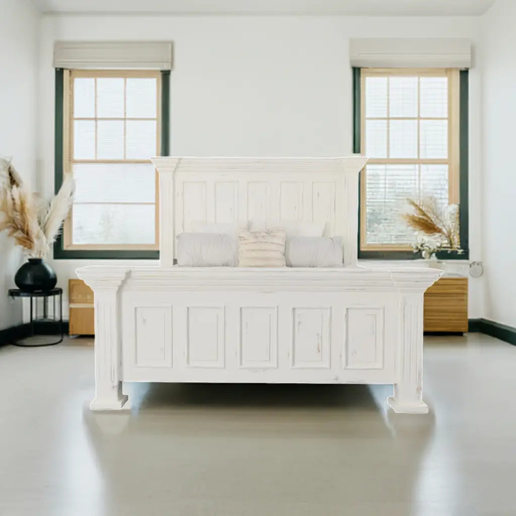 Chalet King Panel Bed Nero White Vintage LLC