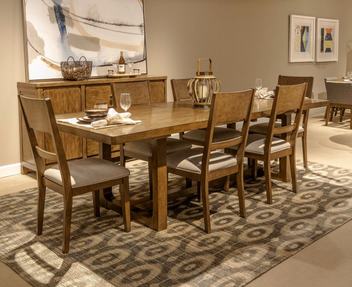 Harmony 7 Piece Trestle Table Set 105 - C9101S(x6), T4202Table top/T4202P base - American Furniture of Slidell