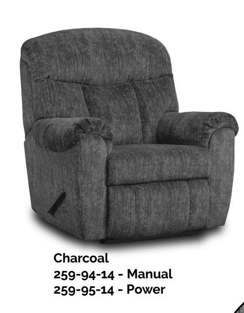 King Comfort Charcoal Manual Recliner - American Furniture of Slidell