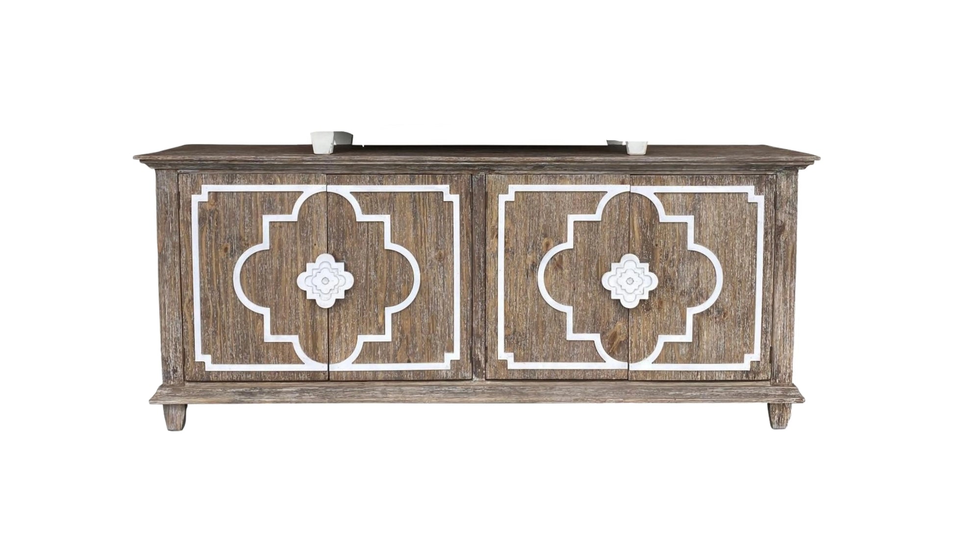 Lilly Console 4 Door Whear Pure White Vintage LLC
