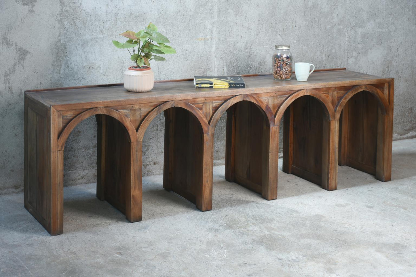 Long Arched Sideboard (TAB387) 83.1 X 18.1 X 25.6 - EBONY (color varies in picture) - American Furniture of Slidell