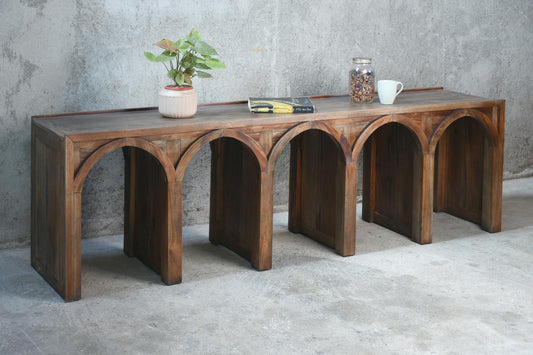 Long Arched Sideboard (TAB387) 83.1 X 18.1 X 25.6 - EBONY (color varies in picture) - American Furniture of Slidell