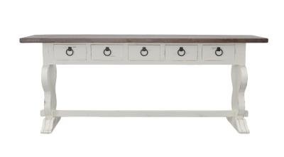 MIC - HUDSON - AT63 / Hudson 63' Accent Table Jess White W/Jamaica Top - American Furniture of Slidell
