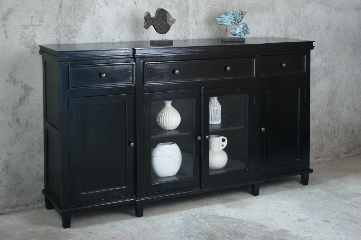Montgomery Glz Crdz 2GD 2dr 3Drw w/RG (CAB397SO) 78.7 X 17.7 X 44.1 - DRIFTWOOD (color varies in picture) - American Furniture of Slidell